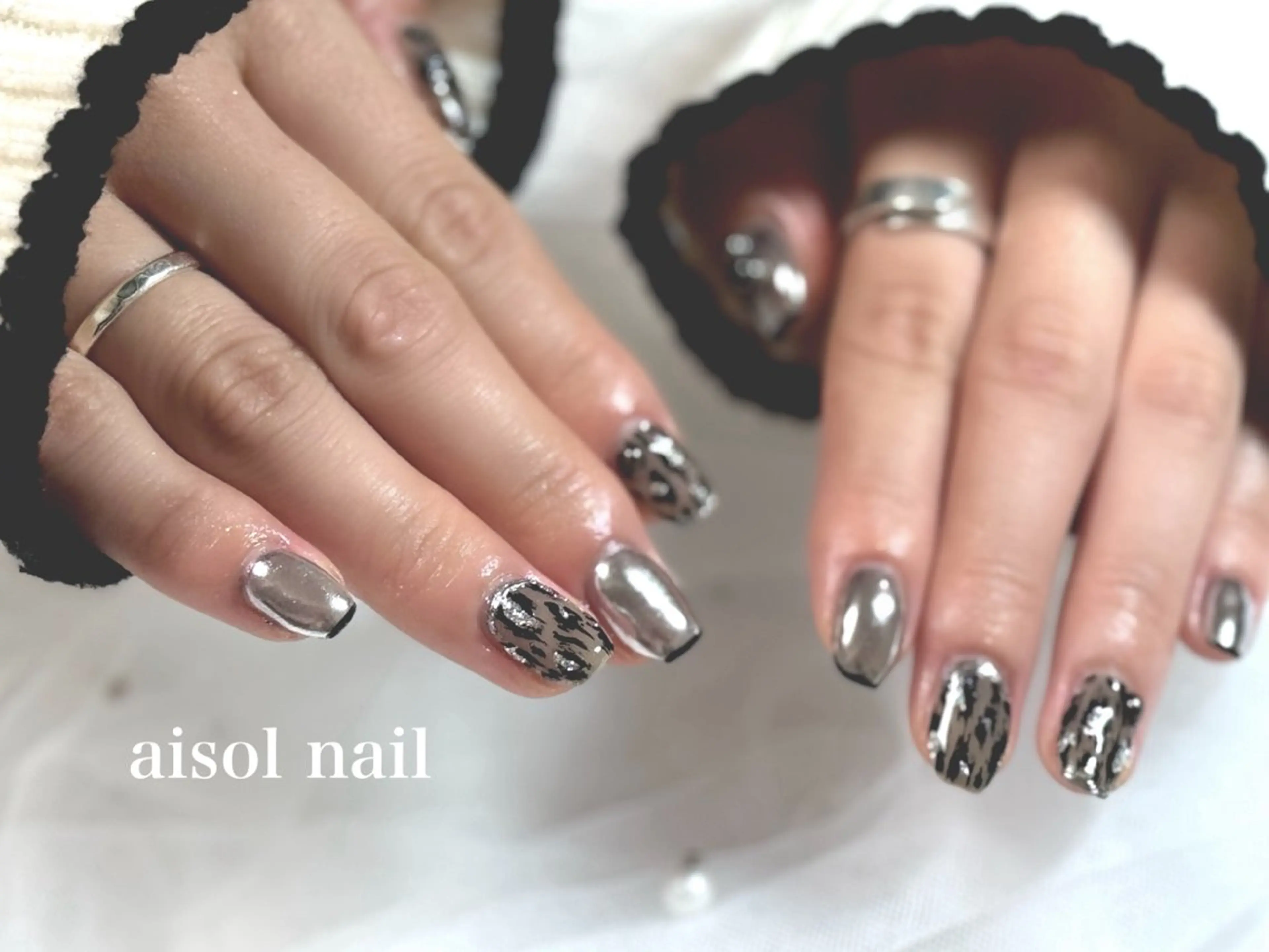 ネイル ミラーネイル ショートネイル シルバー Aisol nail salonのネイルデザイン
