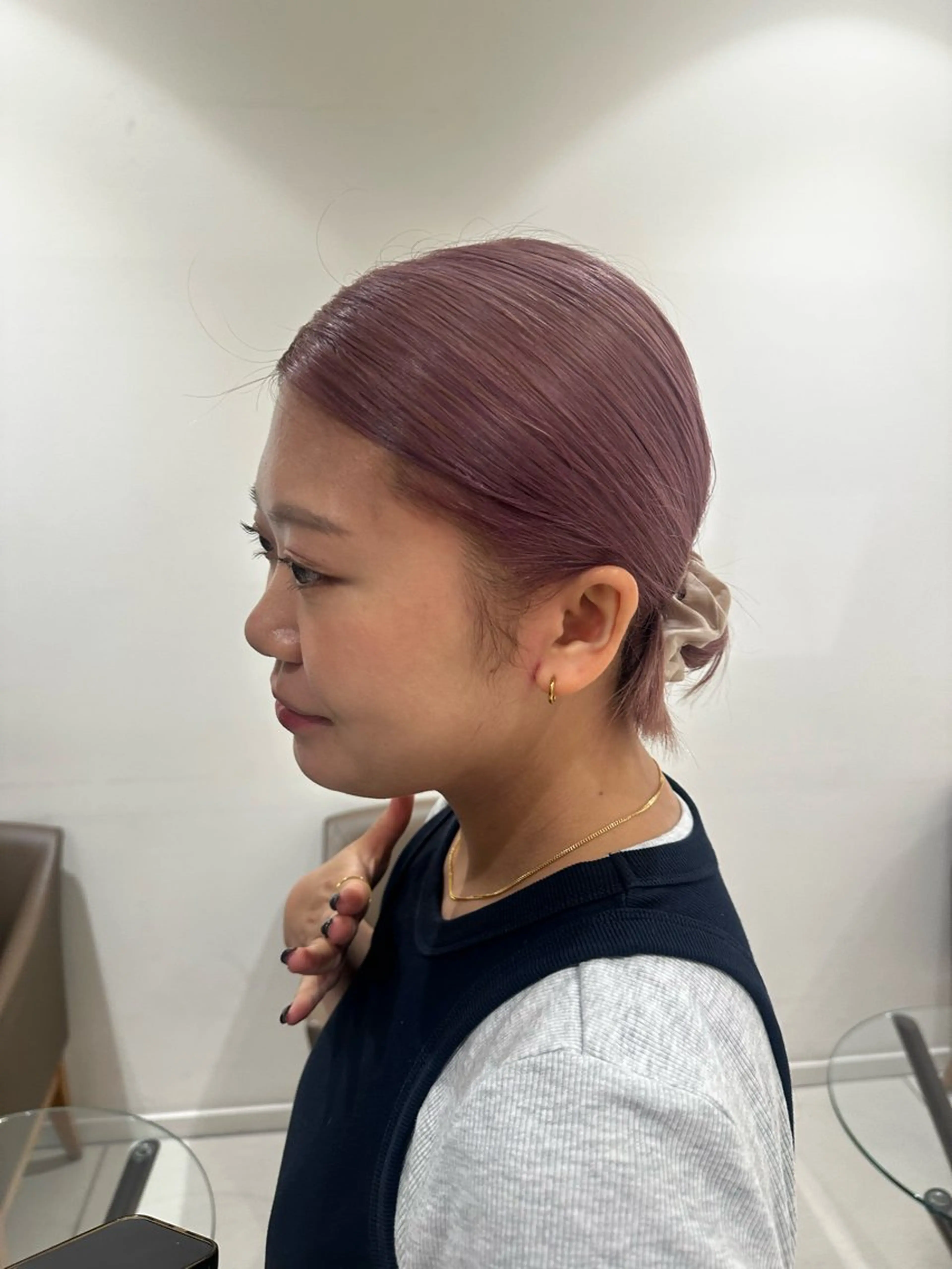 セミロング カラー ヘアアレンジ タイトボブ個性派カラ ーAKANEのヘアスタイル