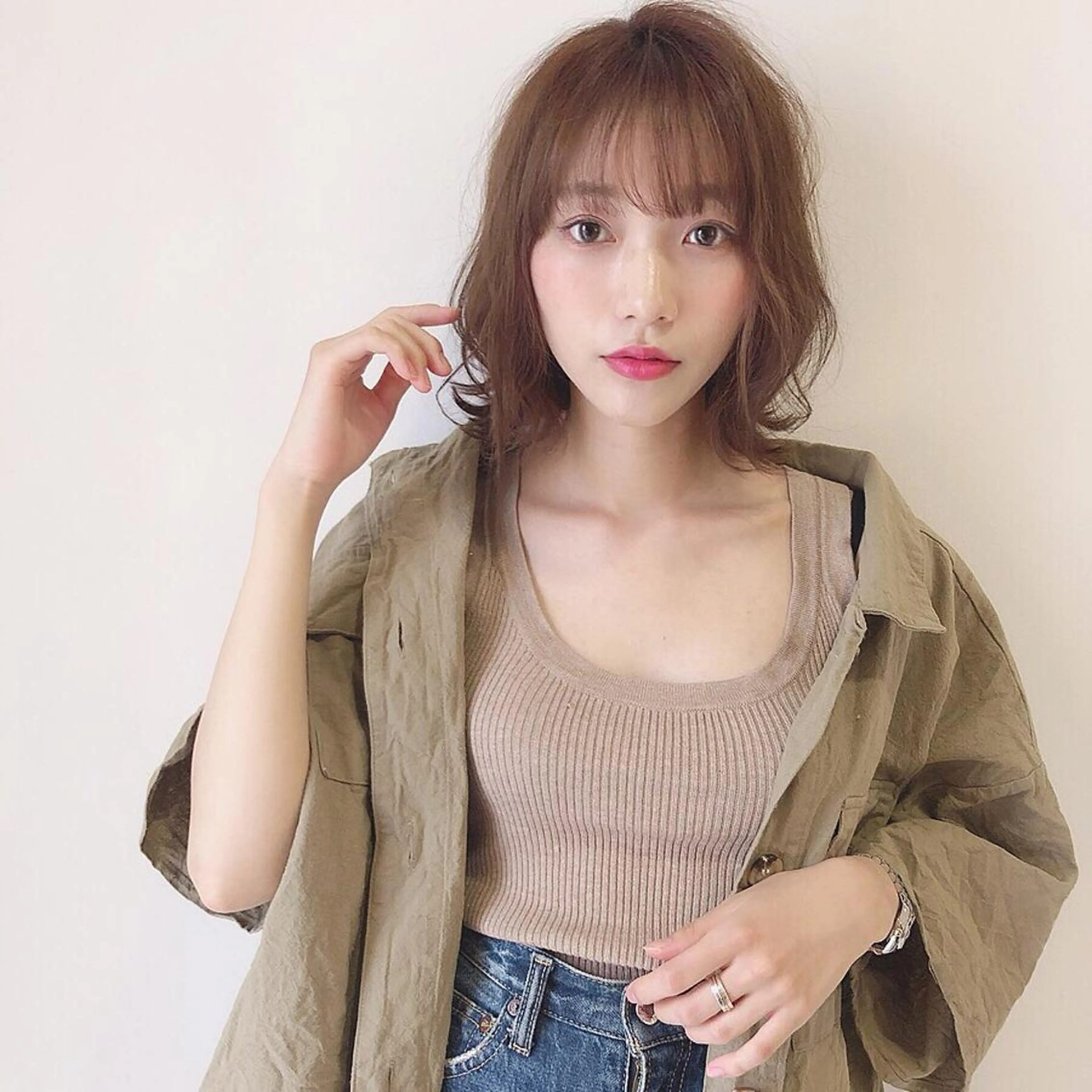 ミディアム 店長/mao/ 前髪/顔周りカットのヘアスタイル