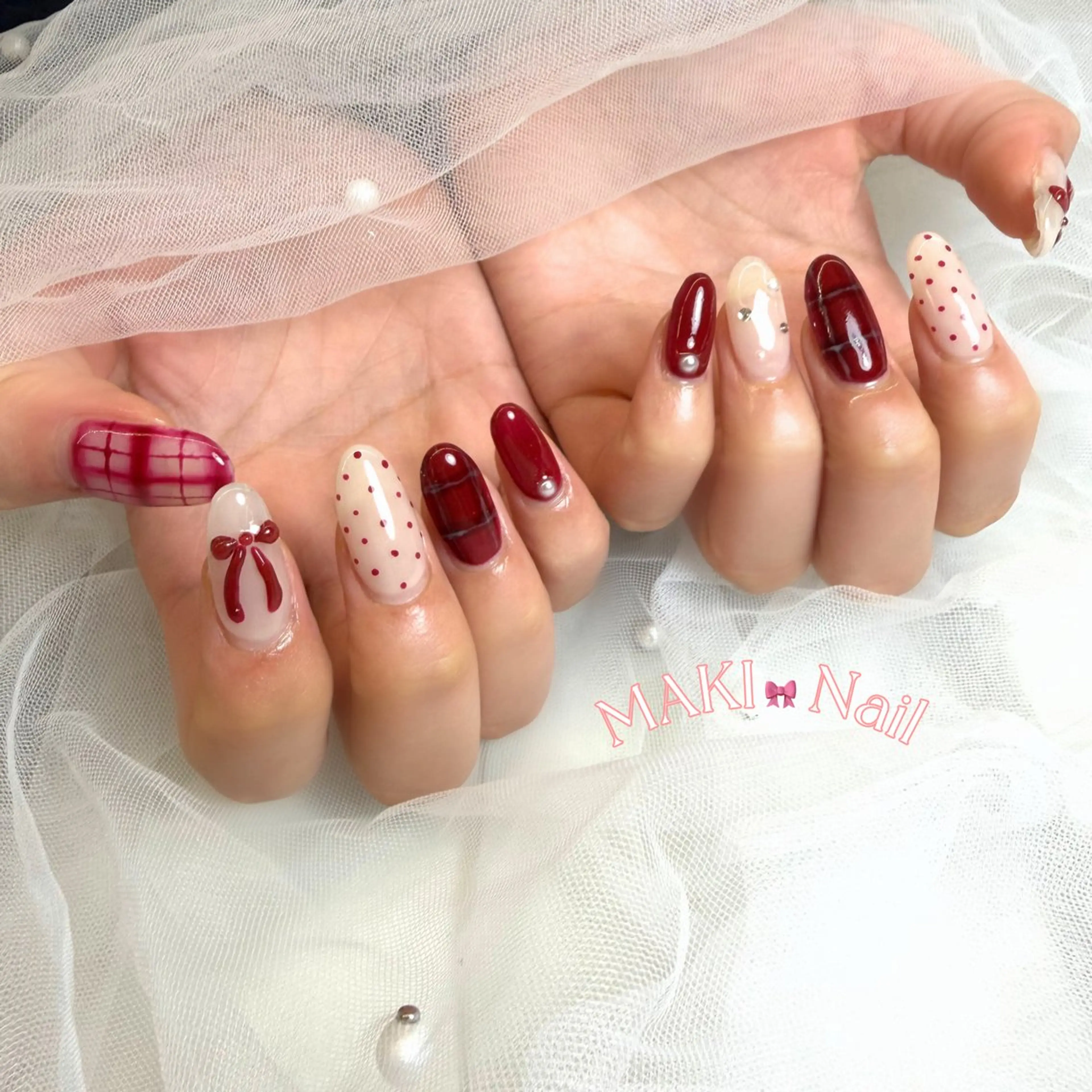 ネイル リボン ハンドネイル MAKI🎀Nail 堺筋本町/心斎橋のネイルデザイン