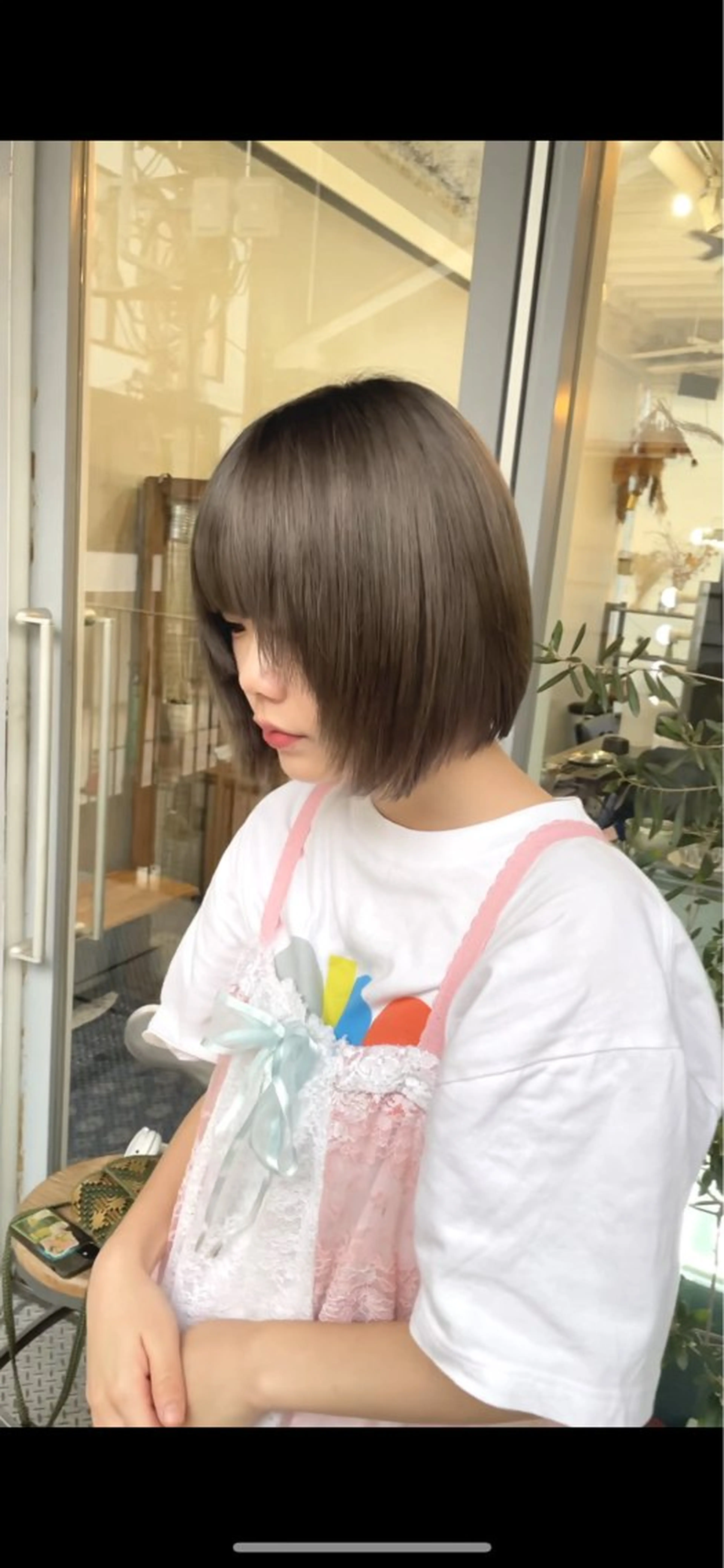 ミディアム カラー ブリーチ グレージュ ボブ ヘアカラー トリートメント SHO 👻原宿 /艶カラーのヘアスタイル
