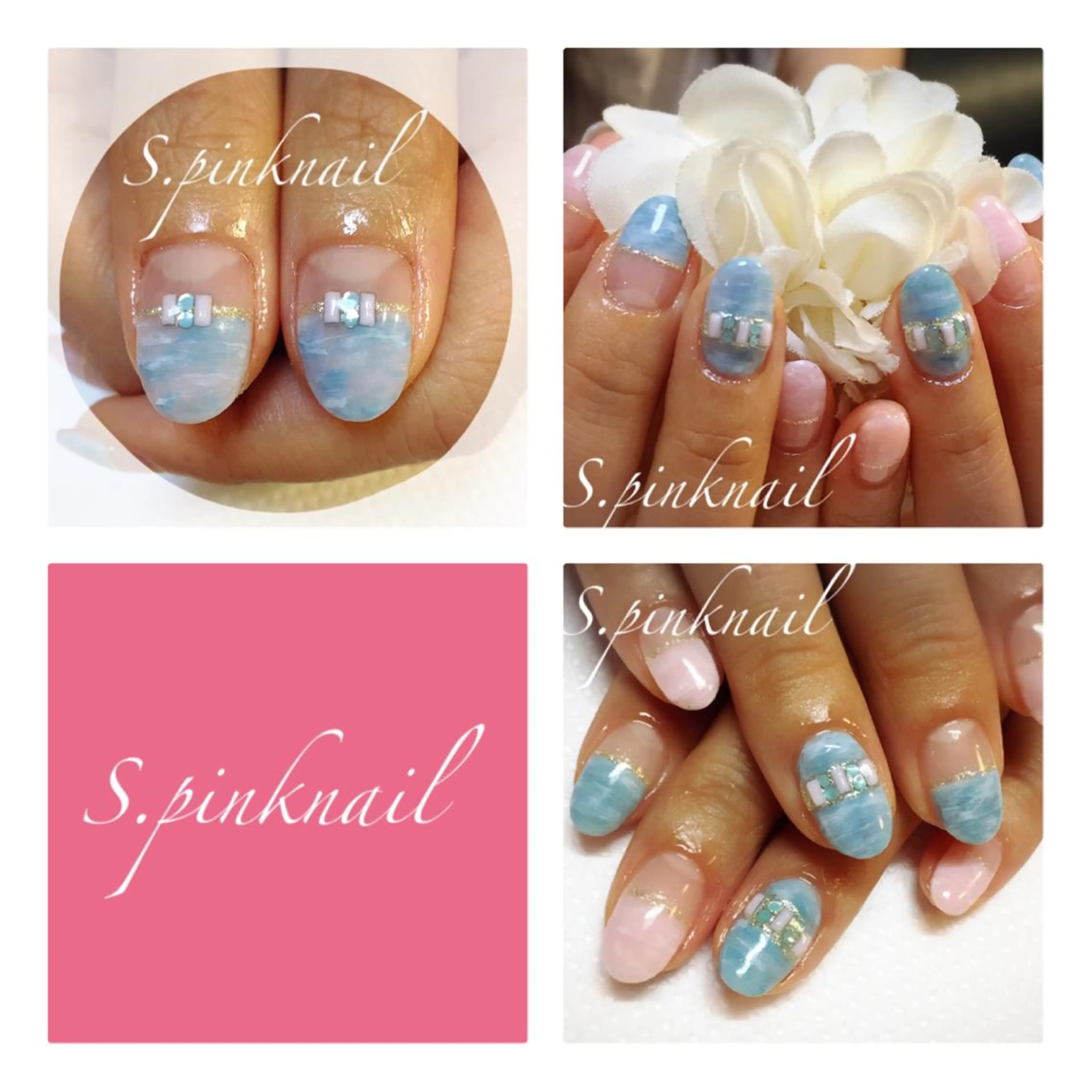 ネイル ブルー 大理石ネイル(マーブル) Sincerely ☺︎のネイルデザイン