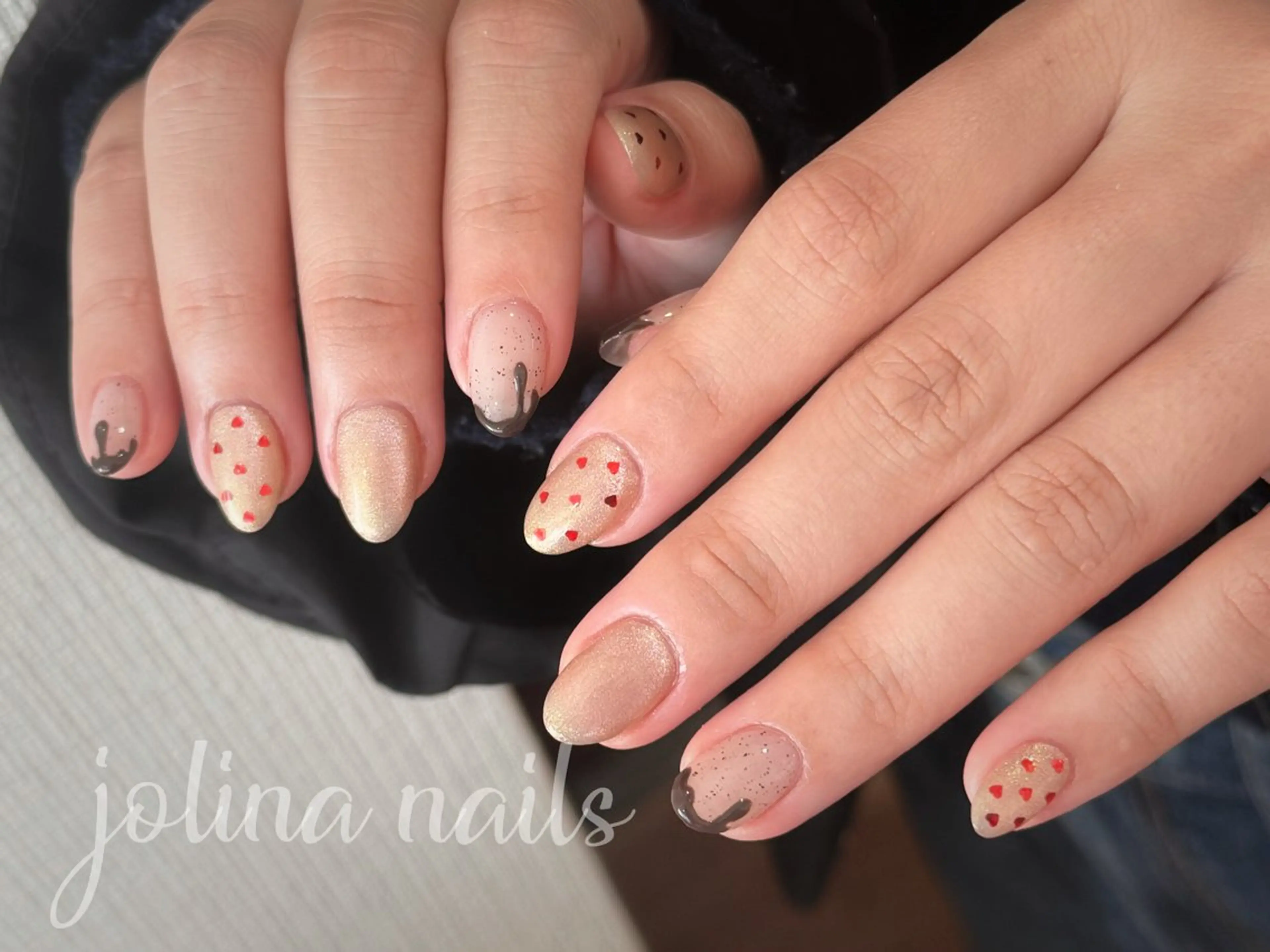 ネイル バレンタイン ハンドネイル jolina nails鶴見店のネイルデザイン