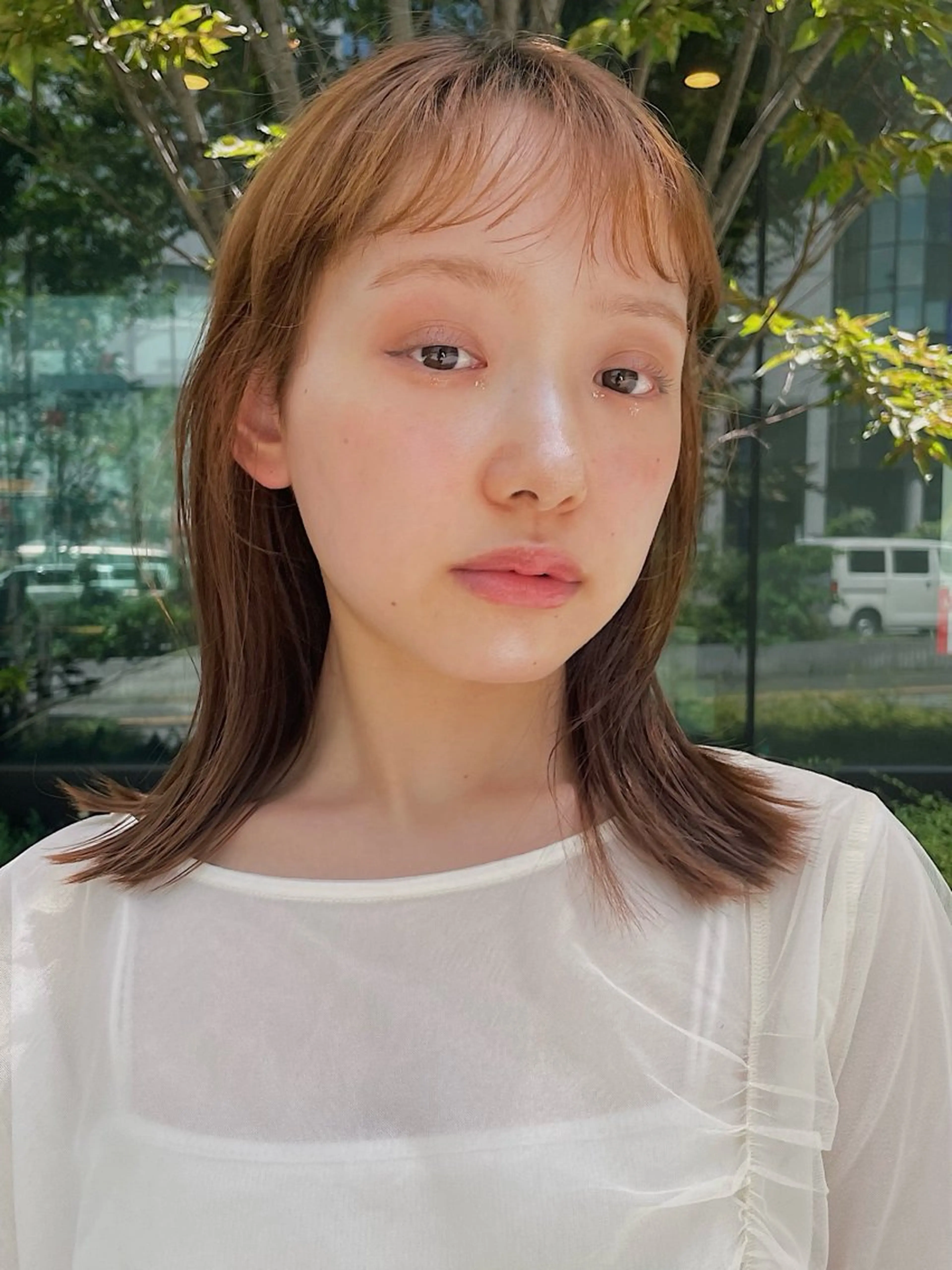 ミディアム カット ヘアカラー トリートメント 大阪/梅田すぐ /パーマ落とし専門店のヘアスタイル