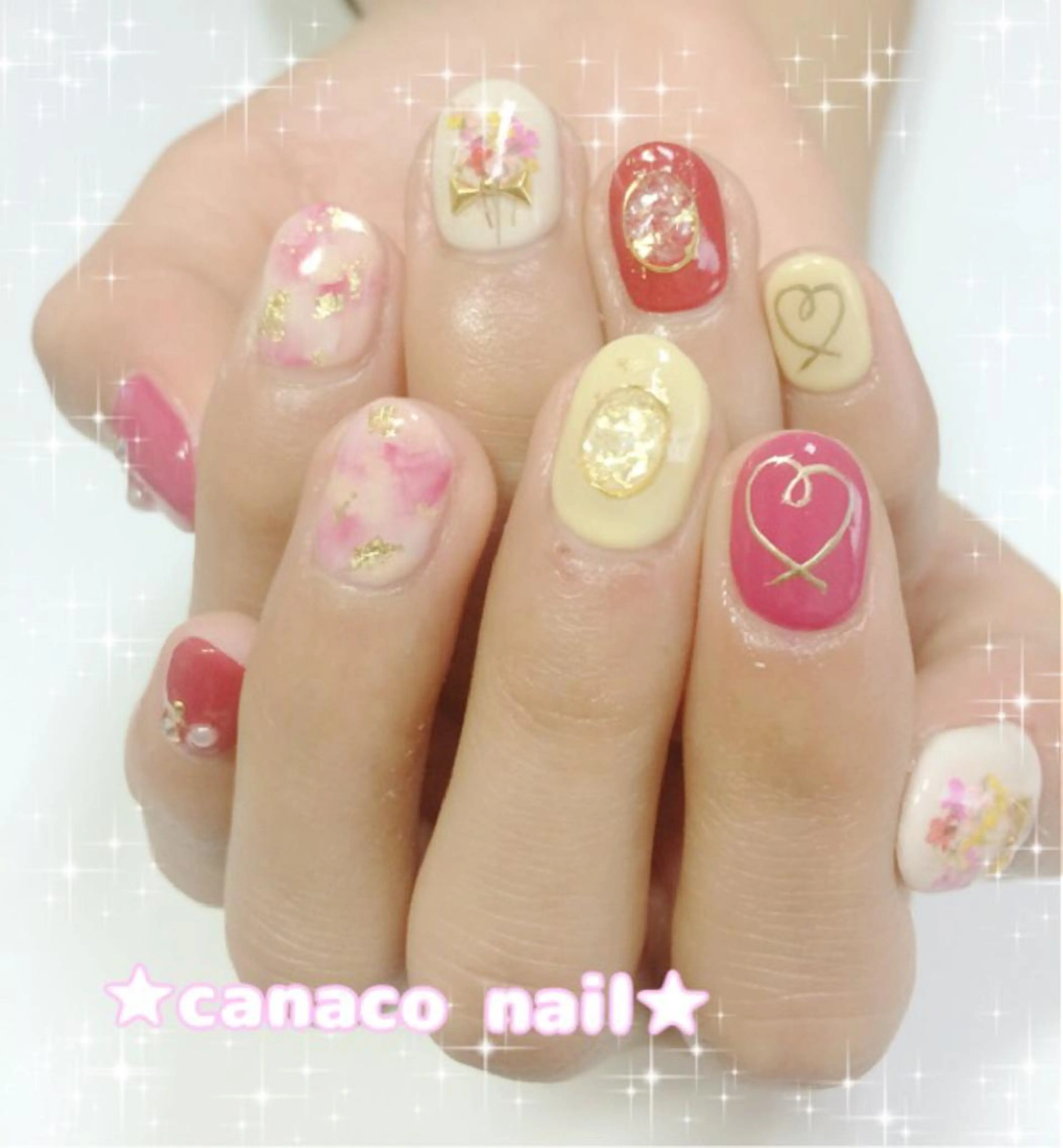 ネイル アートネイル ジェルネイル パラジェル ストーンネイル ハンドネイル ハンドケア Felice所属・ベテランネイル cnc  nailのネイルデザイン