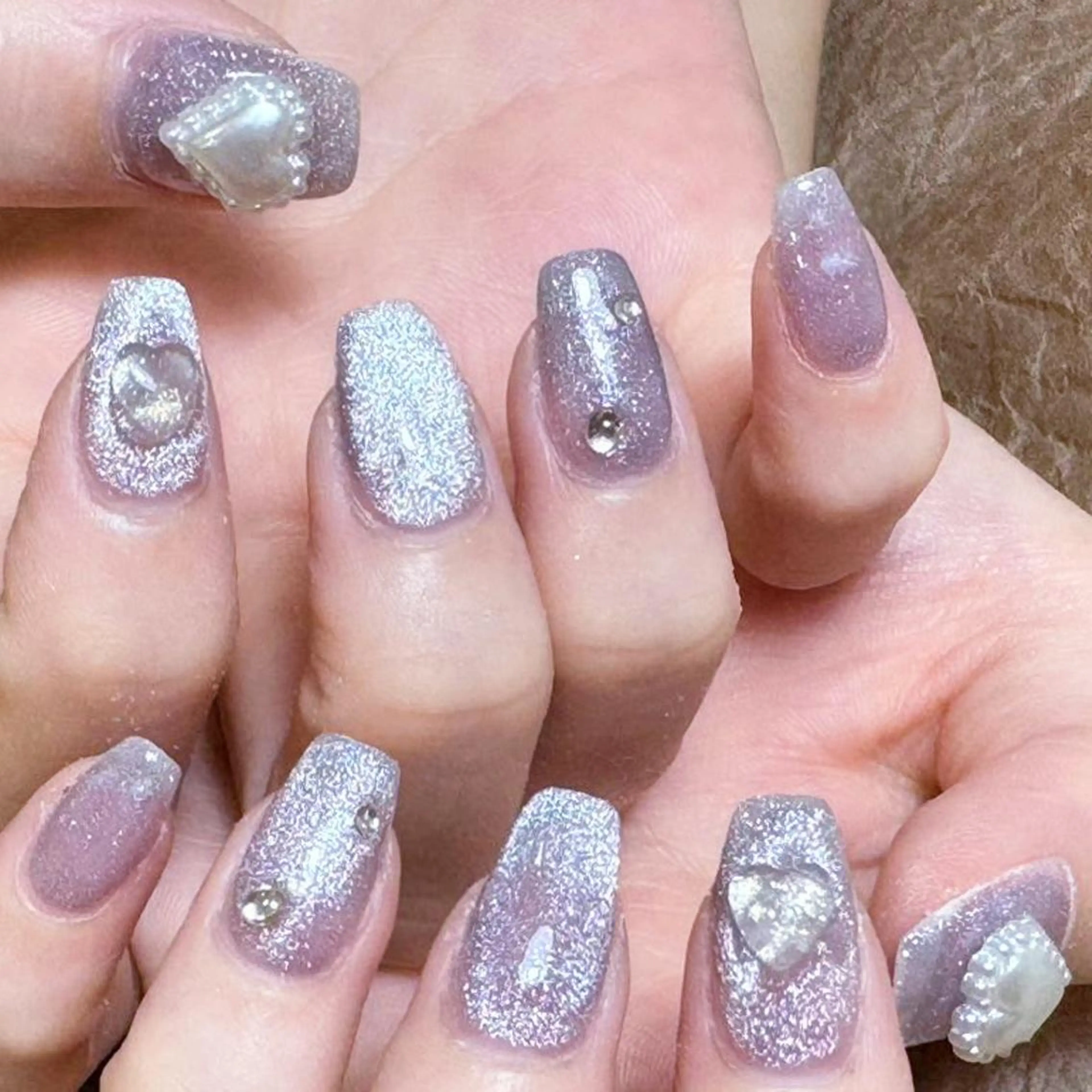 ネイル アートネイル オーロラネイル フラッシュネイル ガーリー キラキラネイル ハンドネイル Diamond NAIL💝のネイルデザイン