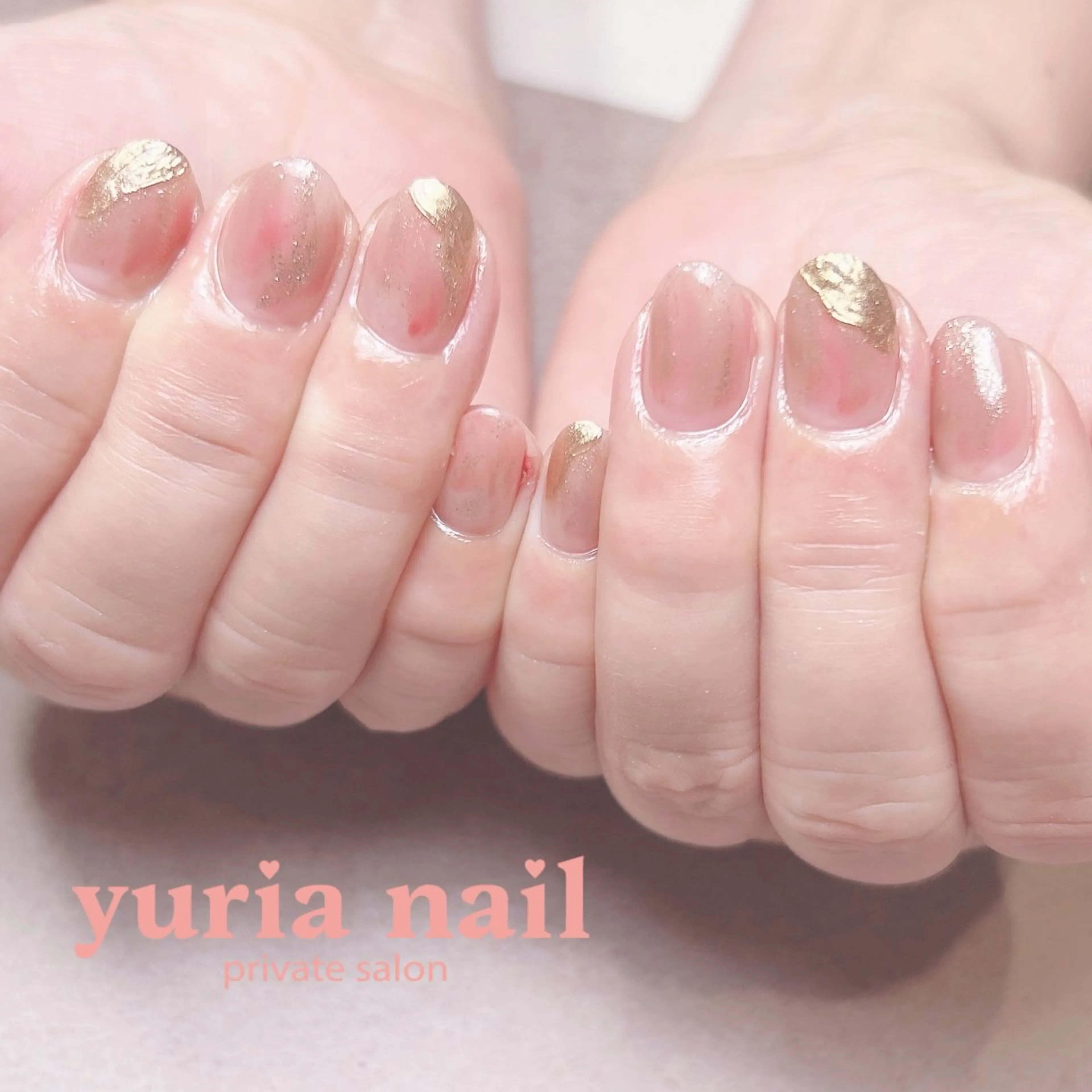 ネイル アートネイル ジェルネイル ゴールド ミラーネイル ニュアンスネイル ハンドネイル 小林 ゆりあのネイルデザイン