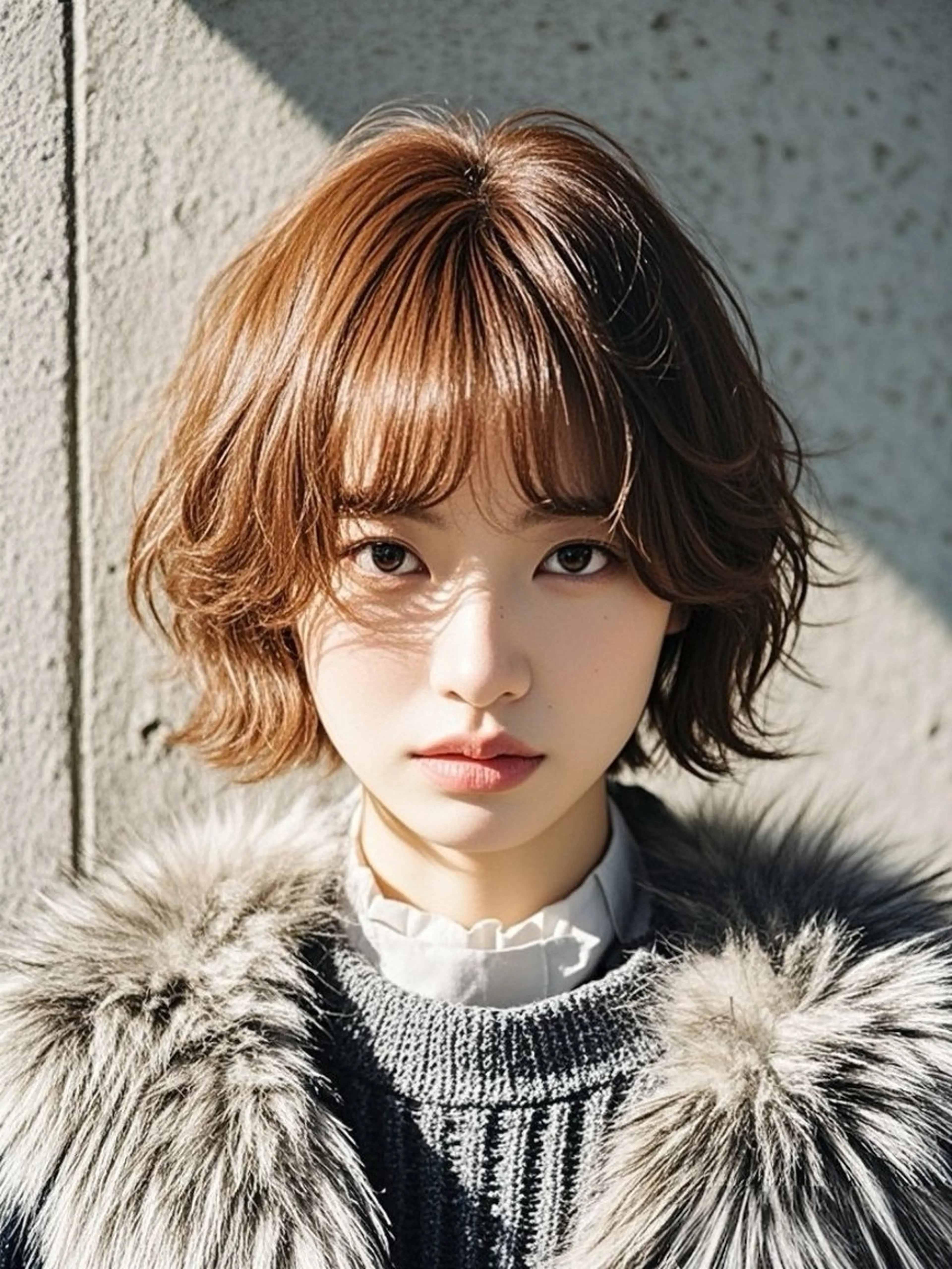 ミディアム ショートボブ ミディアムレイヤー ミディアムパーマ アッシュ ボブ カット ヘアカラー ウルフカット 811 大阪梅田 ウルフのヘアスタイル