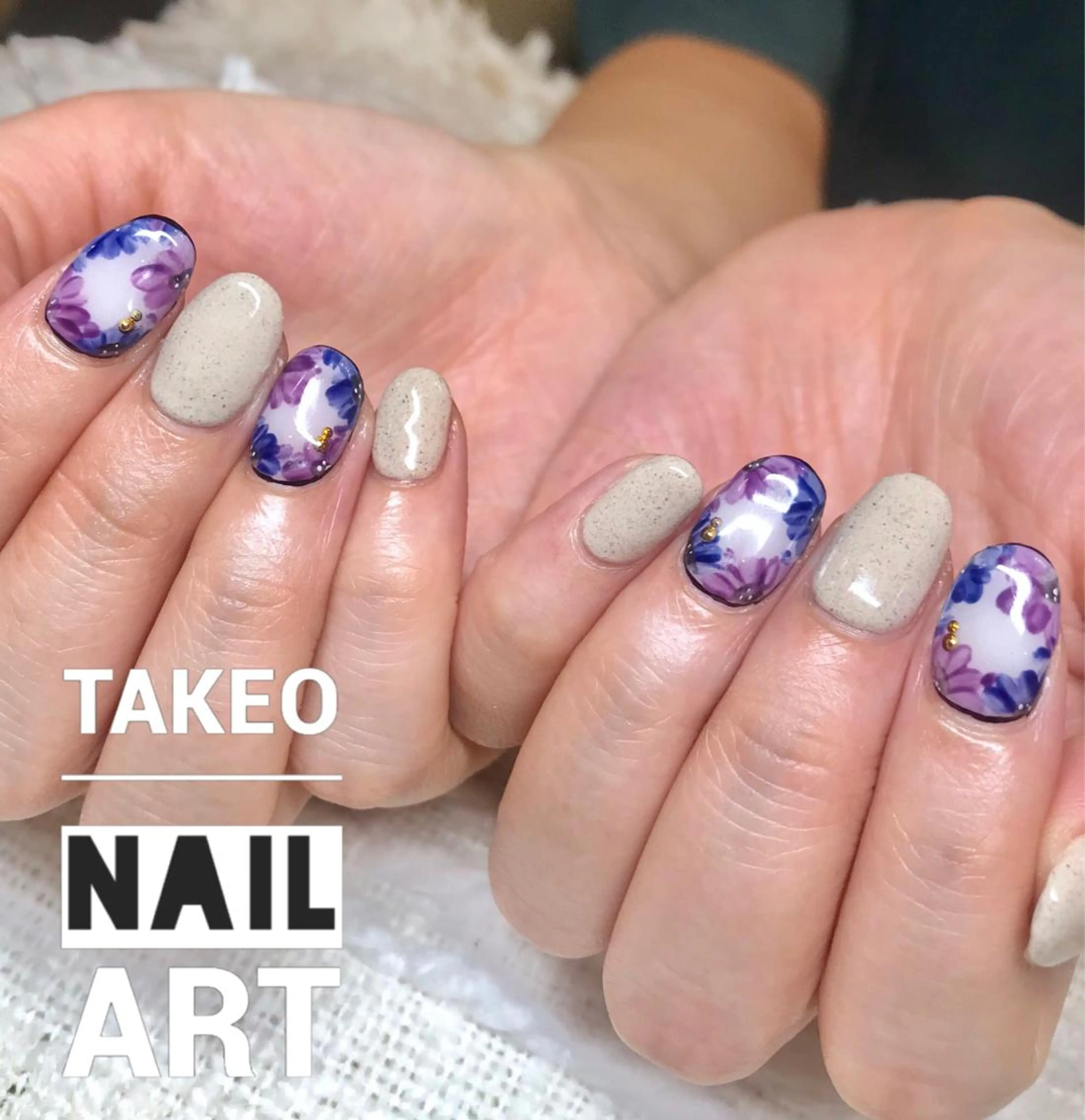 ショート ネイル フラワーネイル ハンドネイル ハンドケア nail&eye Aoのマツエク・マツパデザイン