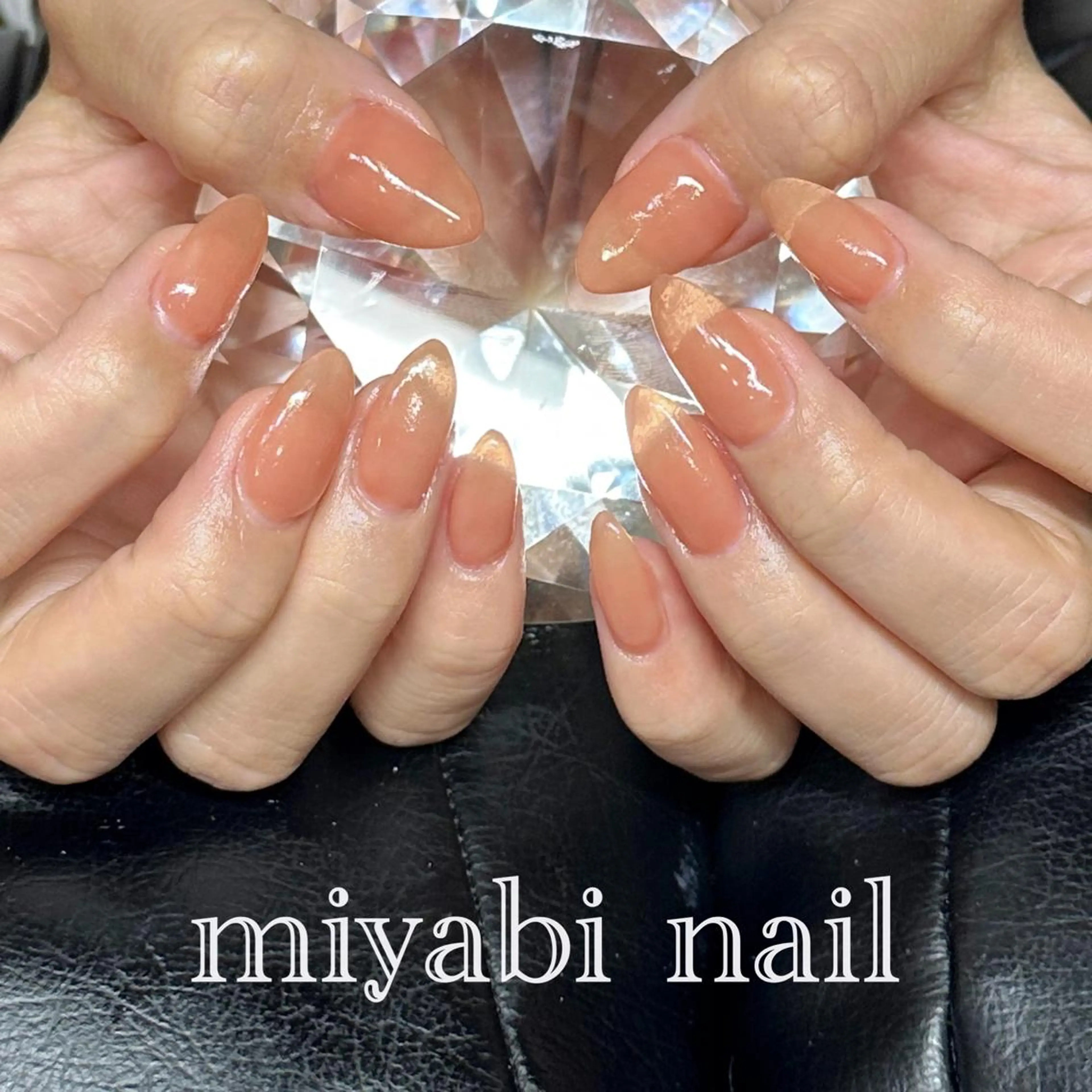 ネイル 持ち込み オフィスネイル ワンカラーネイル オレンジ シンプルネイル ハンドネイル miyabi nail 桂川駅近くのネイルデザイン