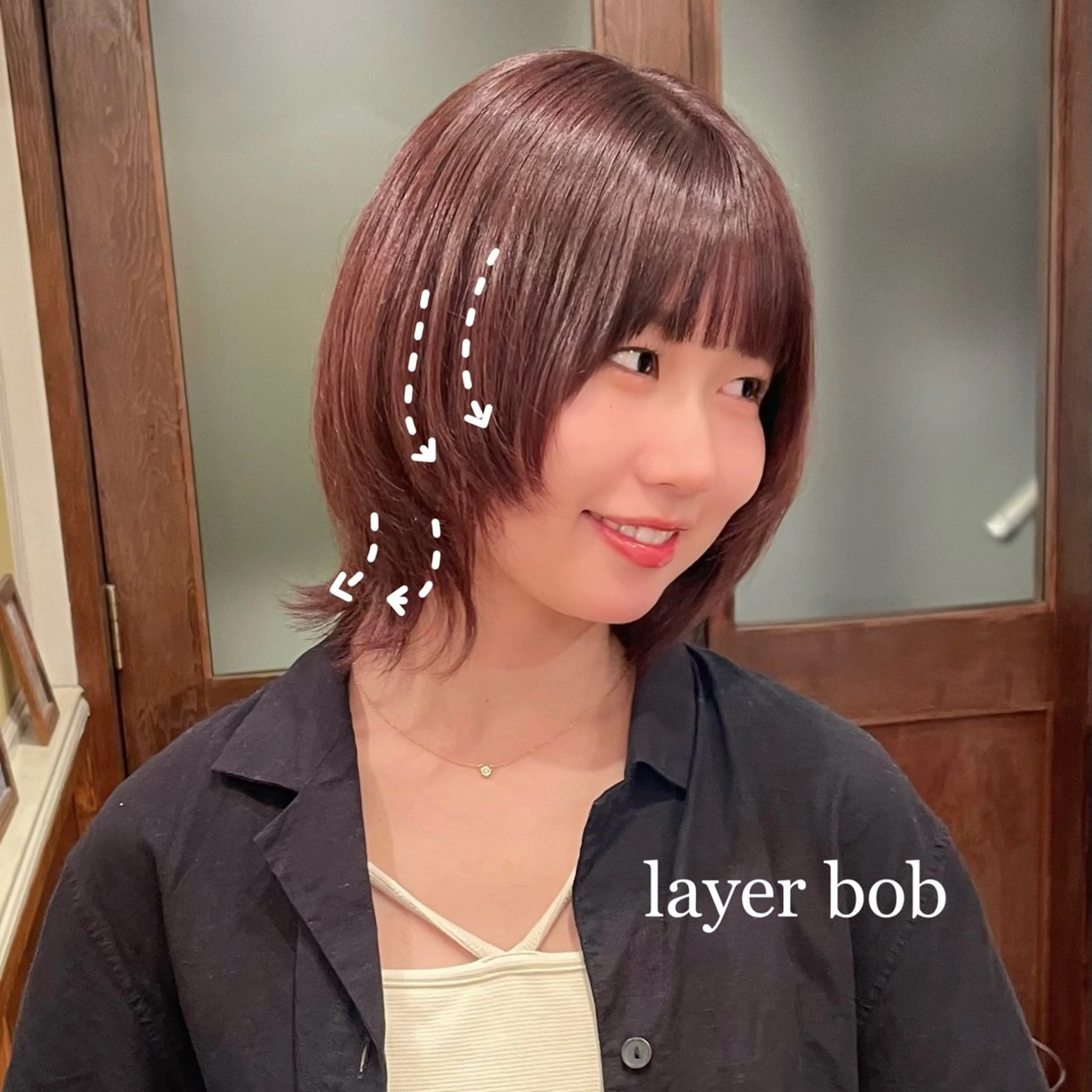 ショート カラー ボブレイヤー ボブ 顔周りカット レイヤーカット トリートメント ボブ/縮毛矯正/レイ ヤー♡Natsukiのヘアスタイル