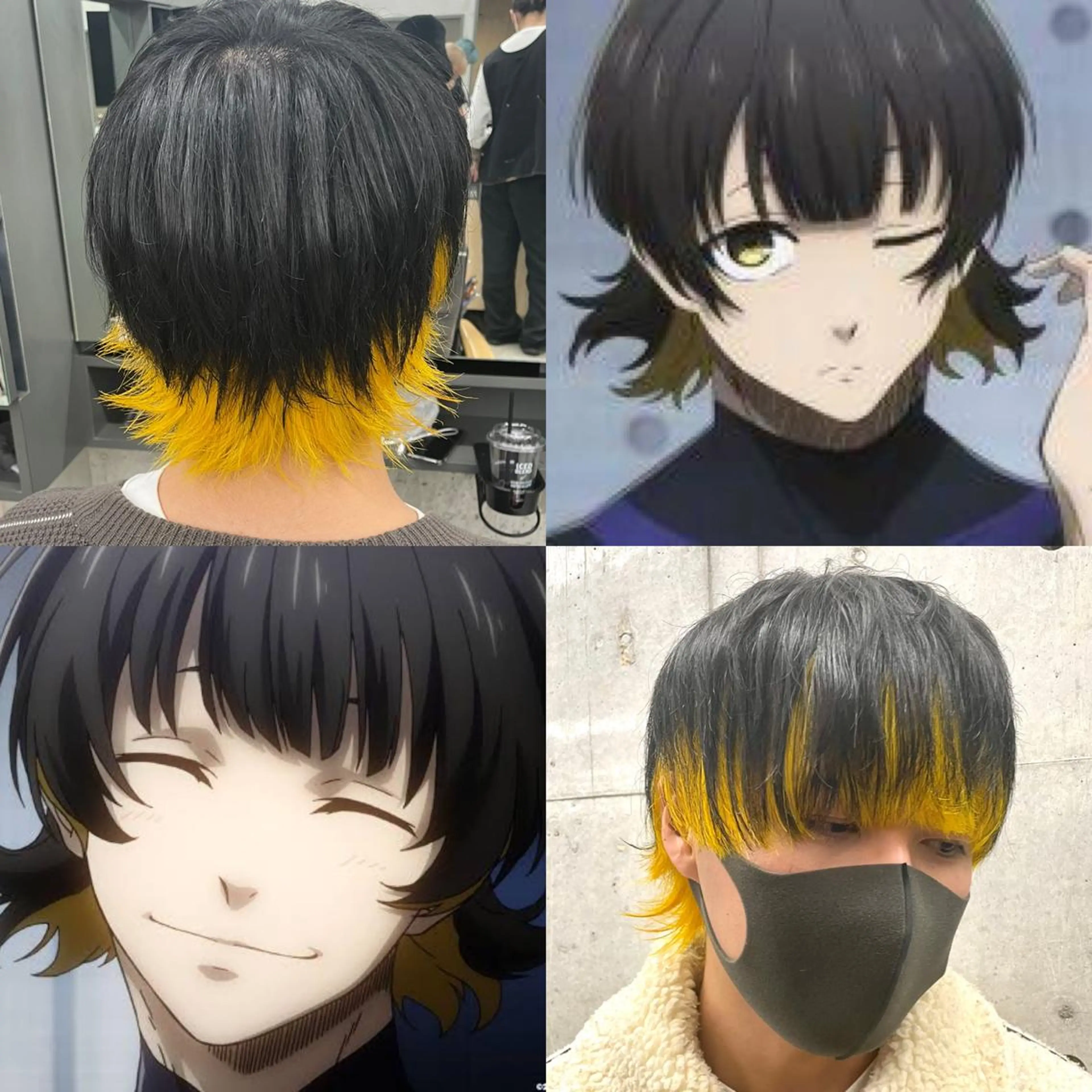 ショート カラー ブリーチ ブルーカラー ケアブリーチ ダブルカラー インナーカラー インナーカラー/推し ウルフ/アニメカラーのヘアスタイル