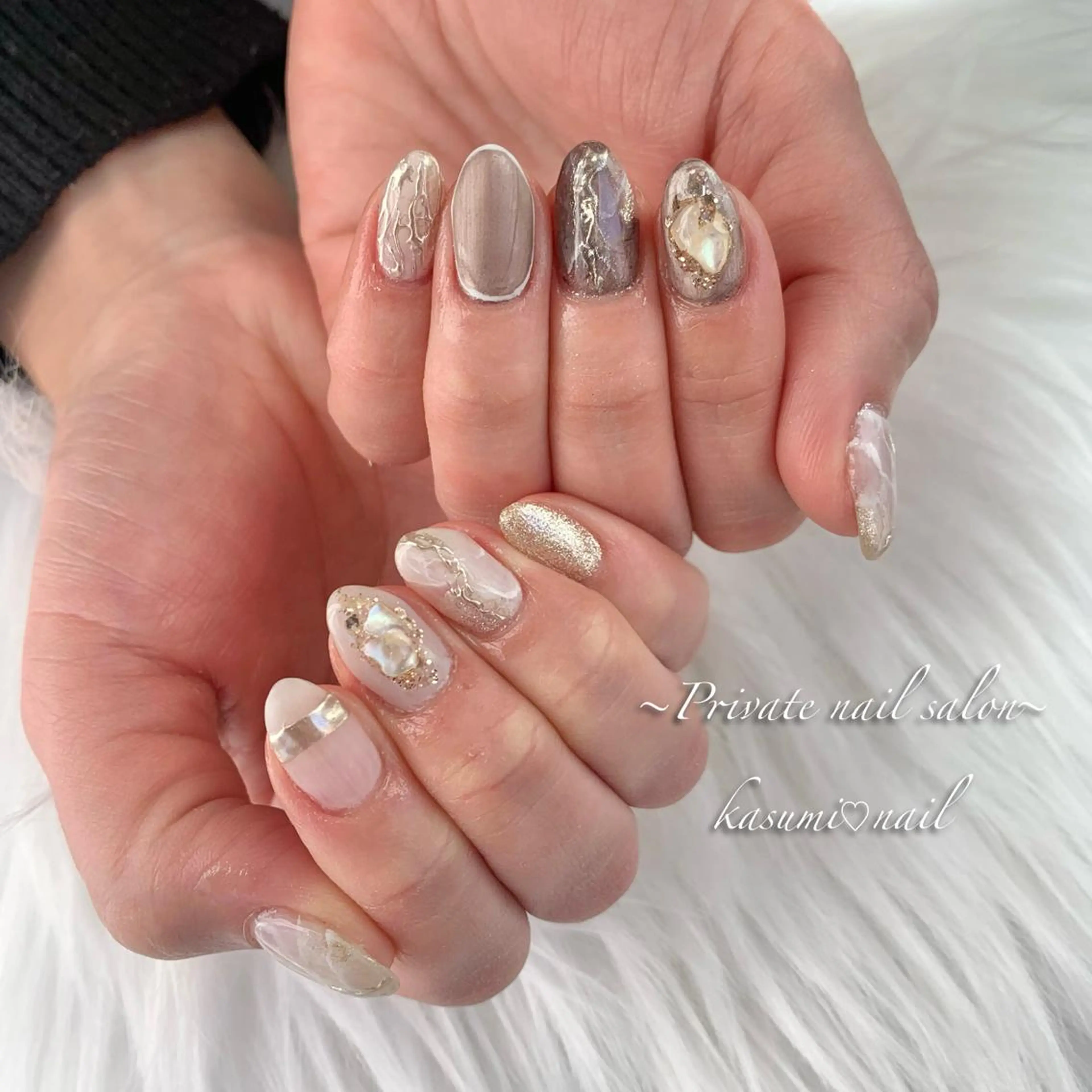 ネイル アートネイル ラメ(グリッター) マグネットネイル ミラーネイル 持ち込み KASUMI♡ Nailのネイルデザイン