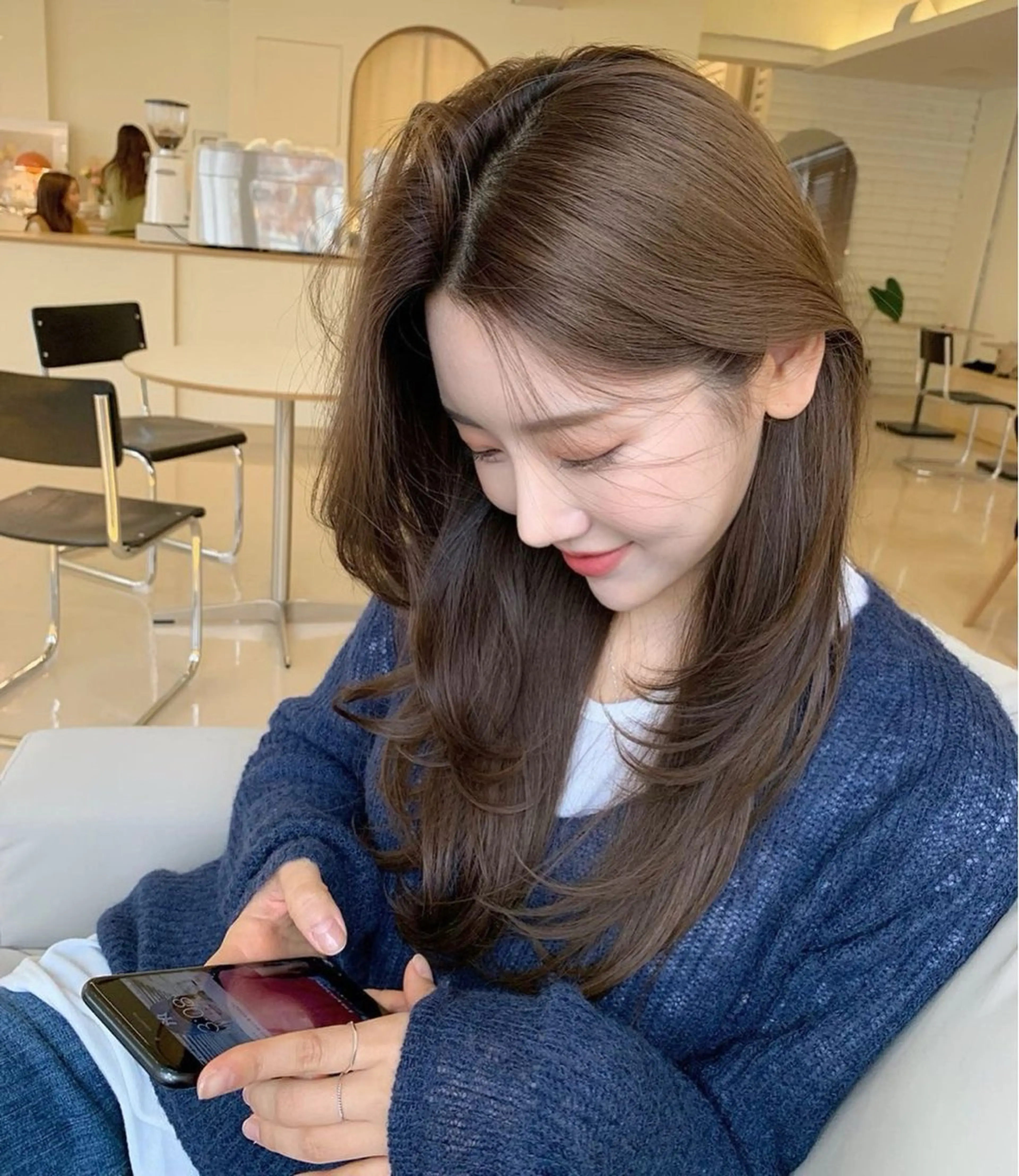 ロング カラー 切りっぱなしボブ ボブ 顔まわりレイヤー 顔周りカット 姫カット nonoka オリーブ/グレージュのヘアスタイル