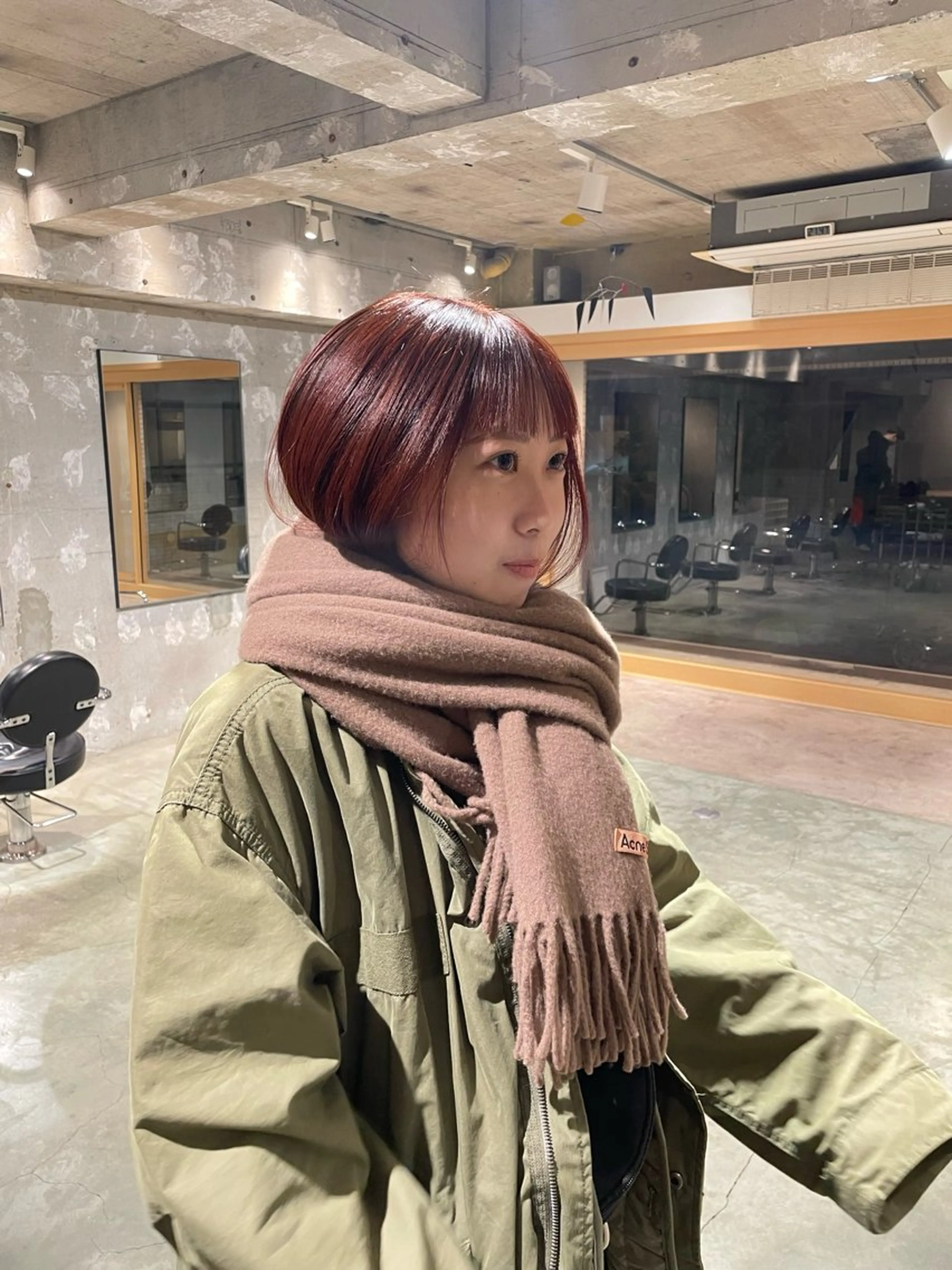 ミディアム カラー オレンジ カット ヘアカラー Qin shaire salon 原宿所属・🌿パーマ/ボブ/ レイヤー/Mikiのヘアスタイル