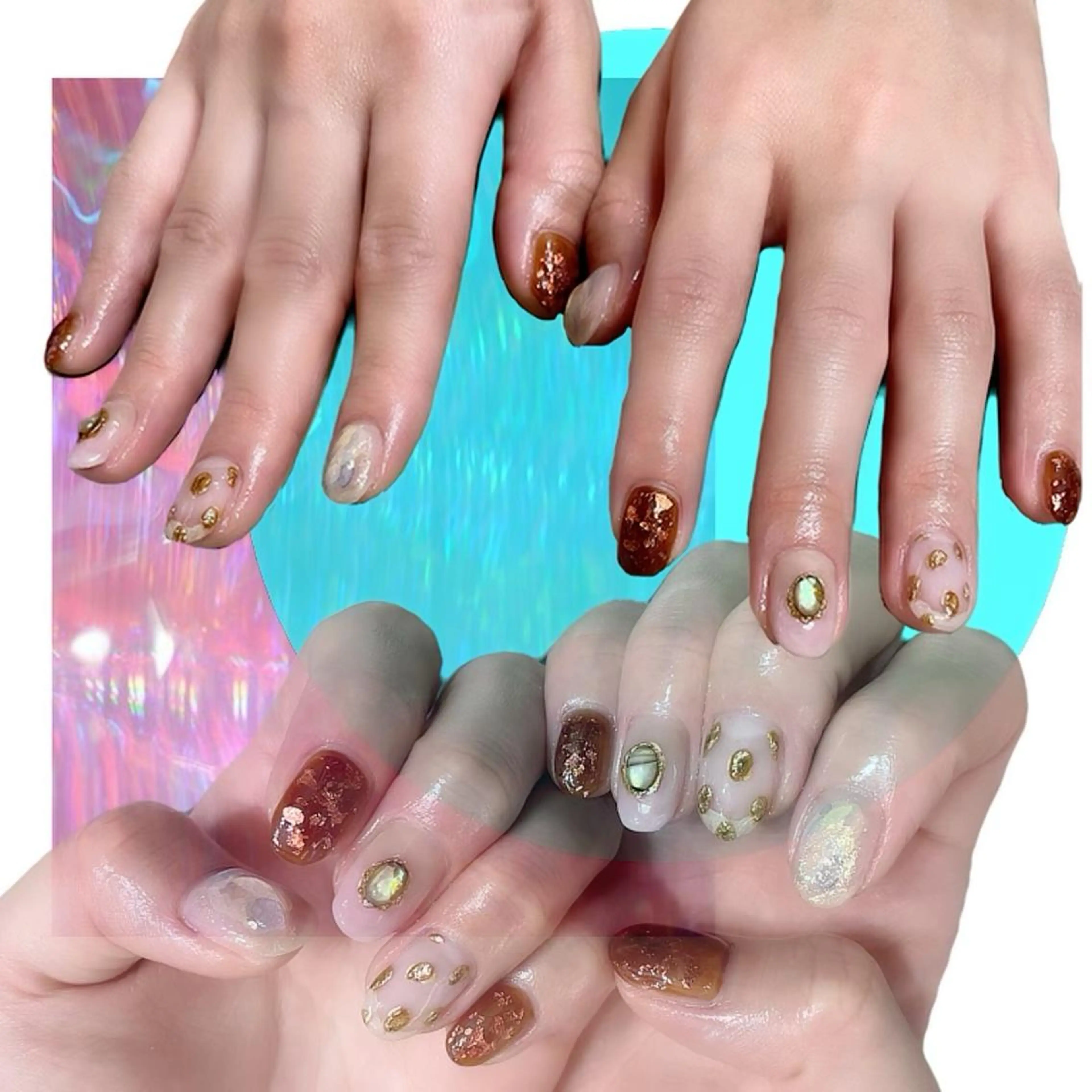 ネイル オーロラネイル 氷ネイル・うるうるネイル 韓国ネイル マグネットネイル ミラーネイル VOLLMOND nailのネイルデザイン