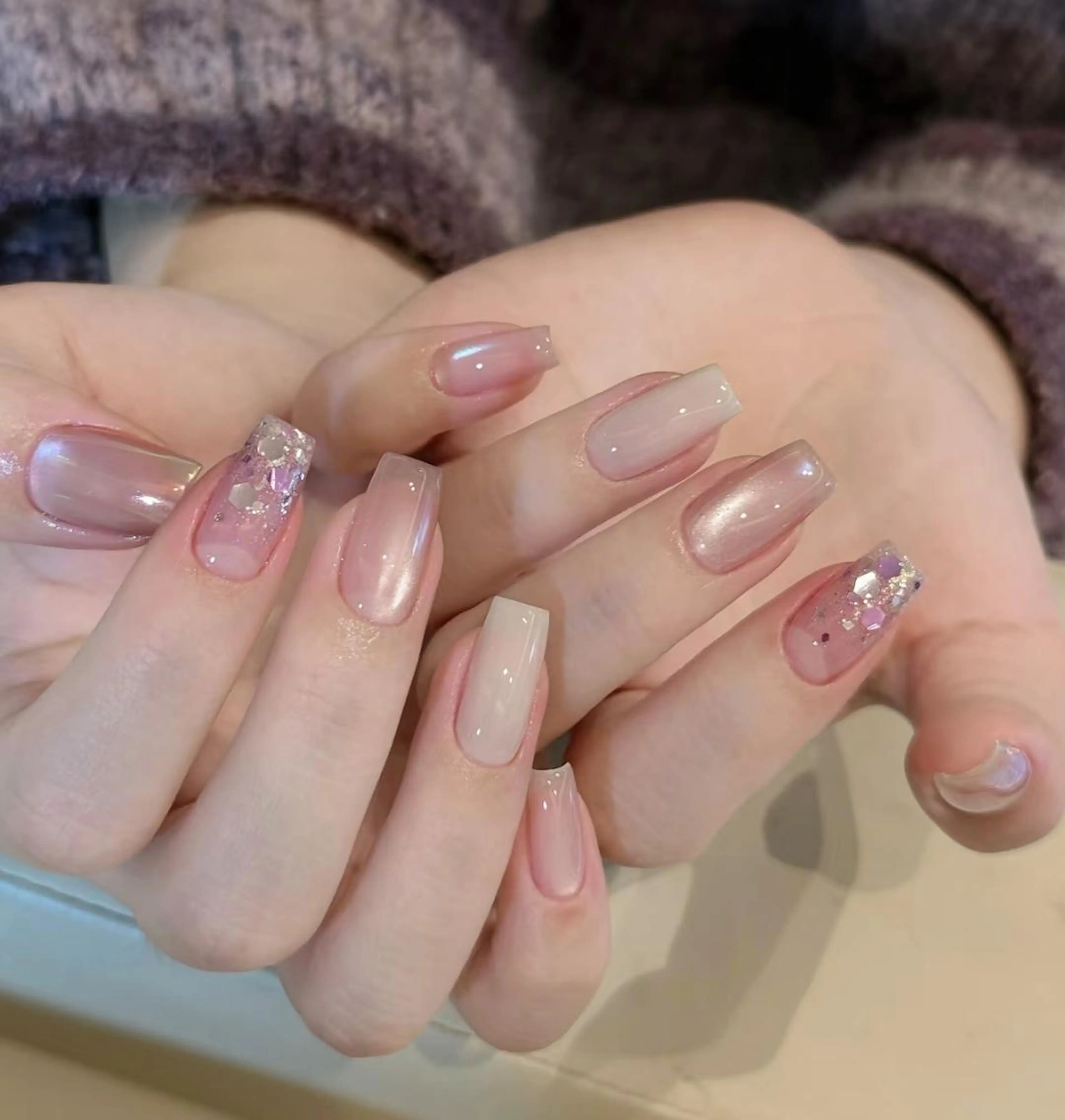 ネイル RAFFINE 月🦋🩵のネイルデザイン