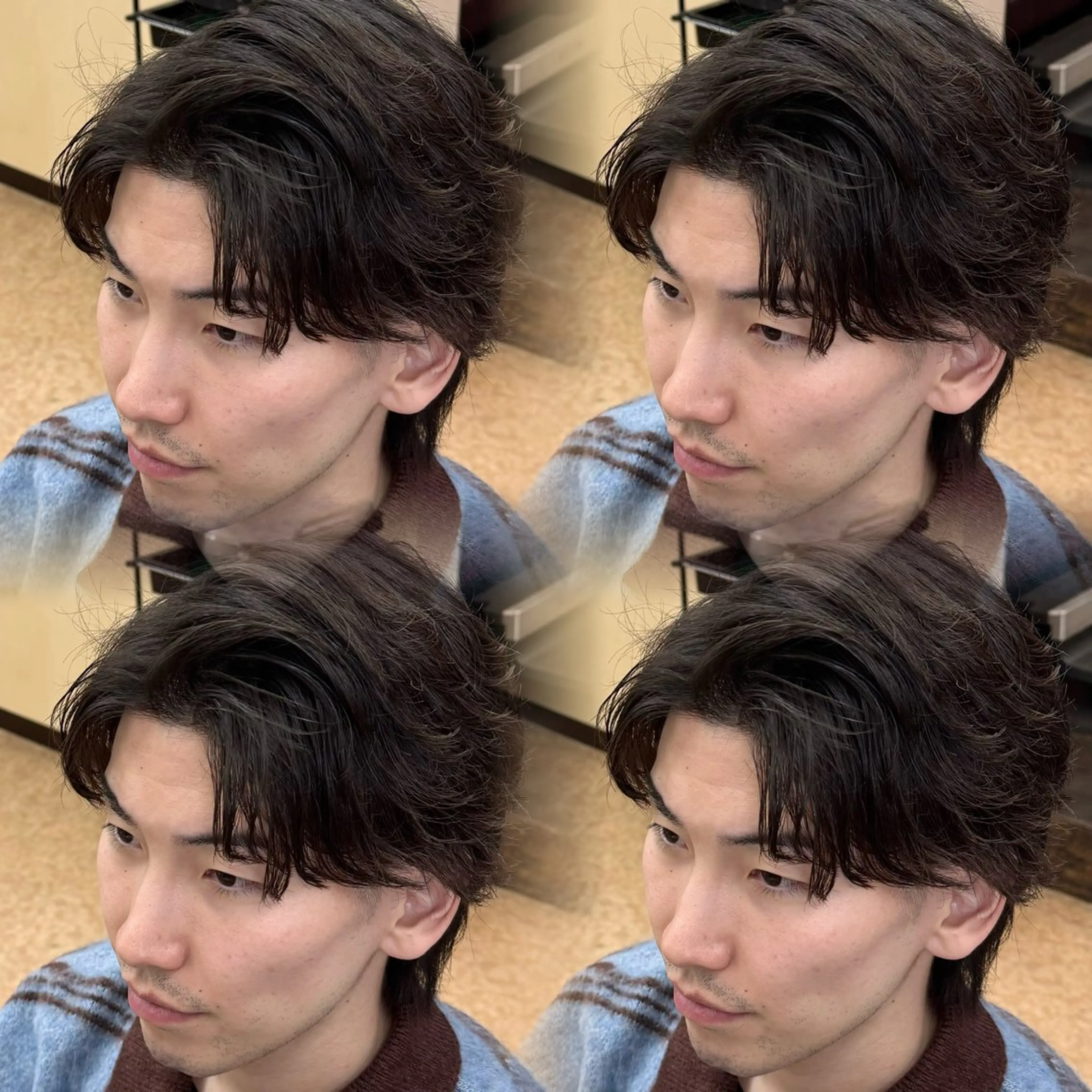 ミディアム メンズ ミディアムパーマ フェザーパーマ メンズパーマ カット パーマ 焼津メンズパーマ特化 大石雄生のヘアスタイル