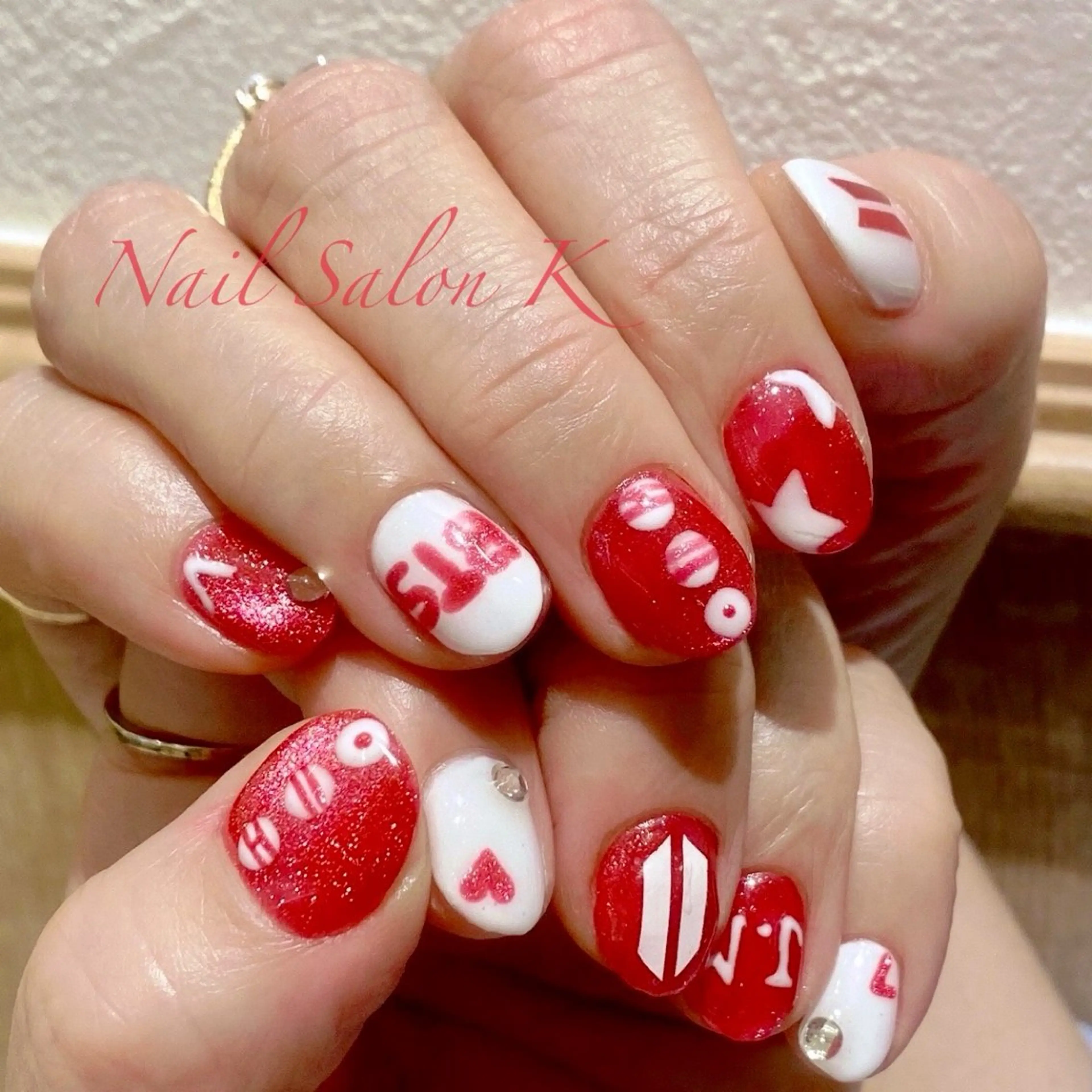 ネイル 赤色 ハンドネイル Nail Salon K 🧸美爪育成のネイルデザイン