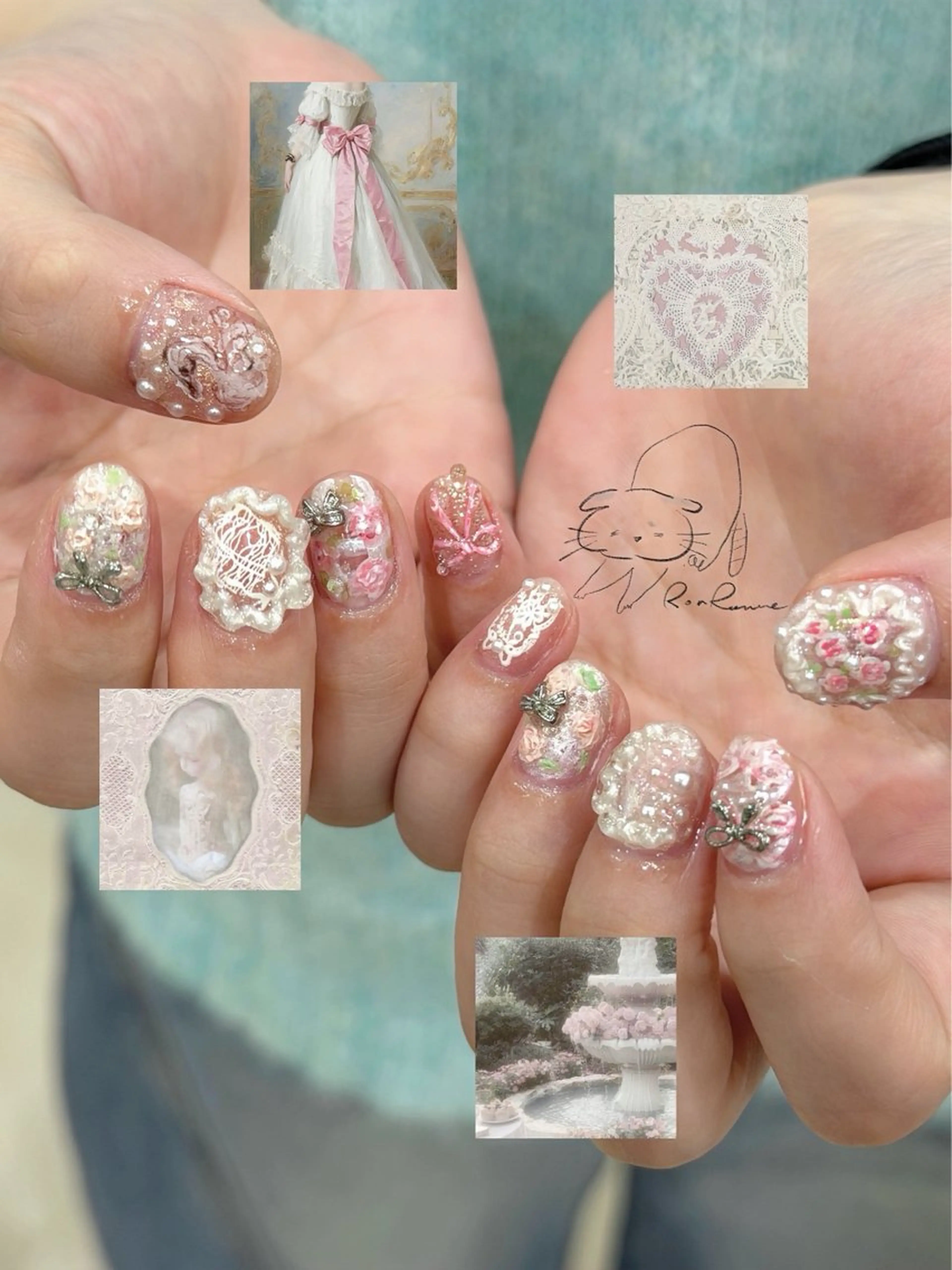 ネイル オーロラネイル 長さ出し フレンチネイル ジェルネイル ミラーネイル ハンドネイル Cho Artネイル所属・ronronne .のネイルデザイン