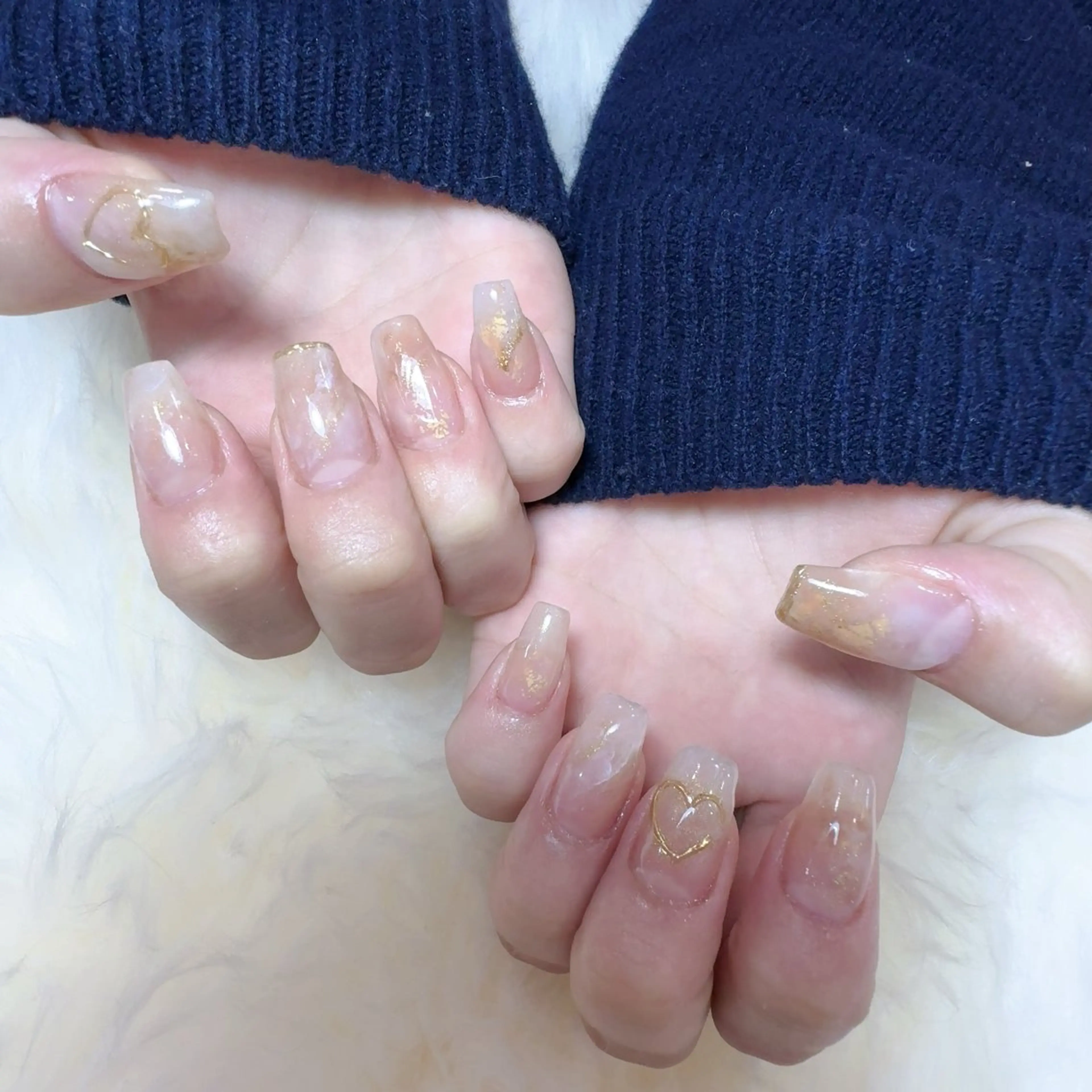 ネイル アートネイル フラッシュネイル フレンチネイル ジェルネイル ガラスフレンチ You&Me Yukiのネイルデザイン