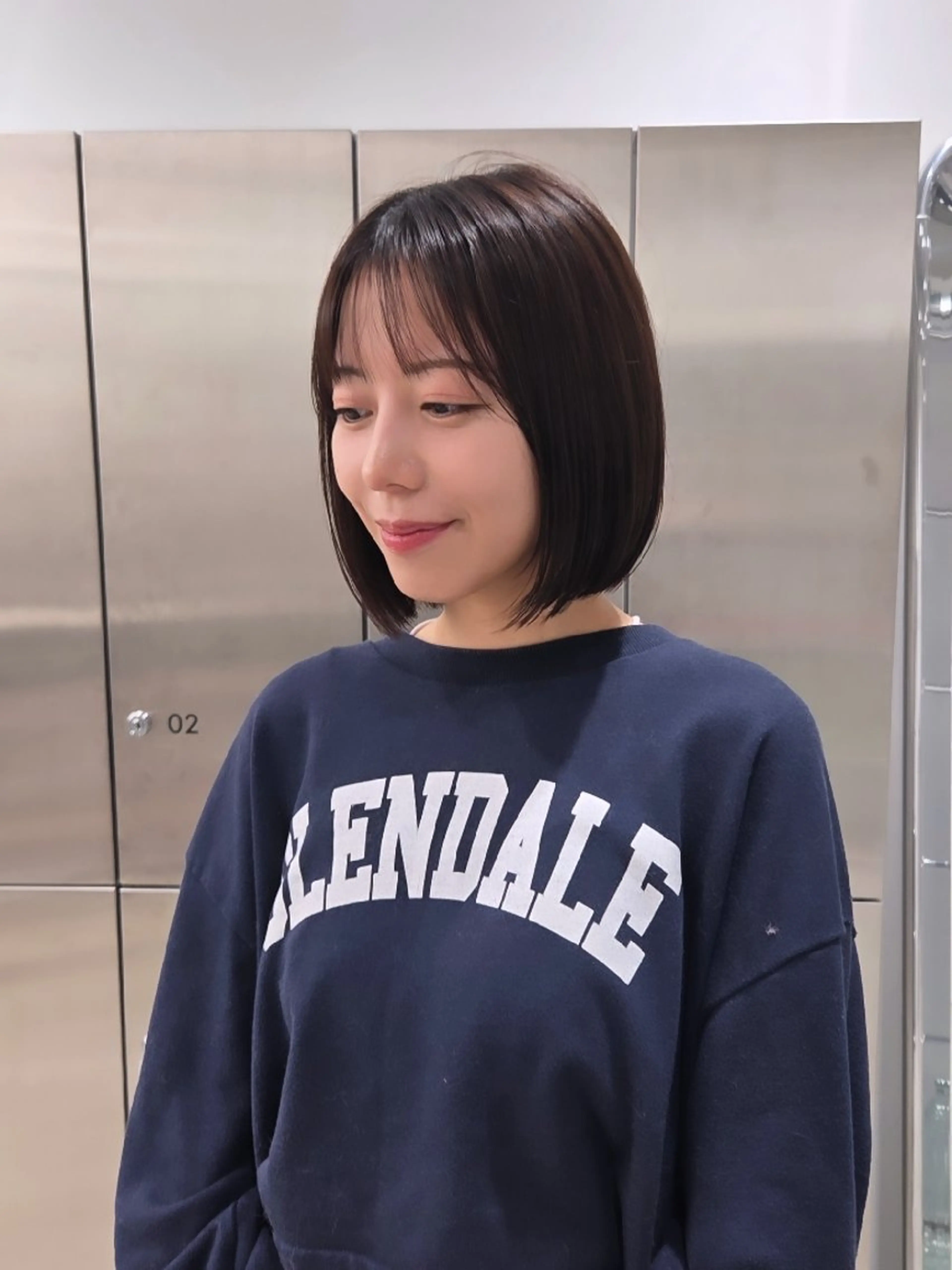 ミディアム ボブ 顔周りカット レイヤーカット カット ヘアカラー トリートメント ill 天神大名所属・YOKUTO 前下りボブ/レイヤーのヘアスタイル