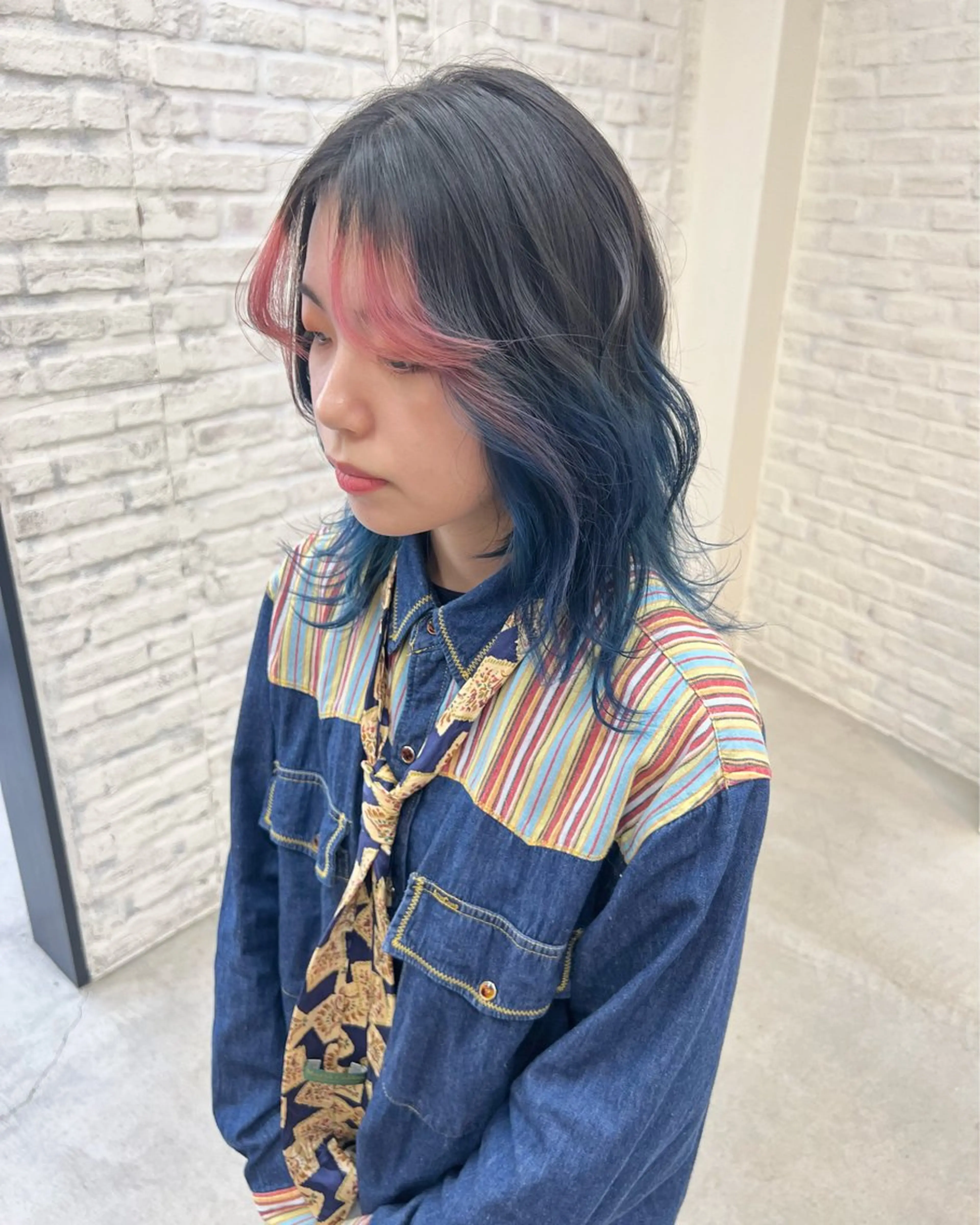 ミディアム カラー デザインカラー 似合わせカット ヘアカラー 池本 勇大のヘアスタイル