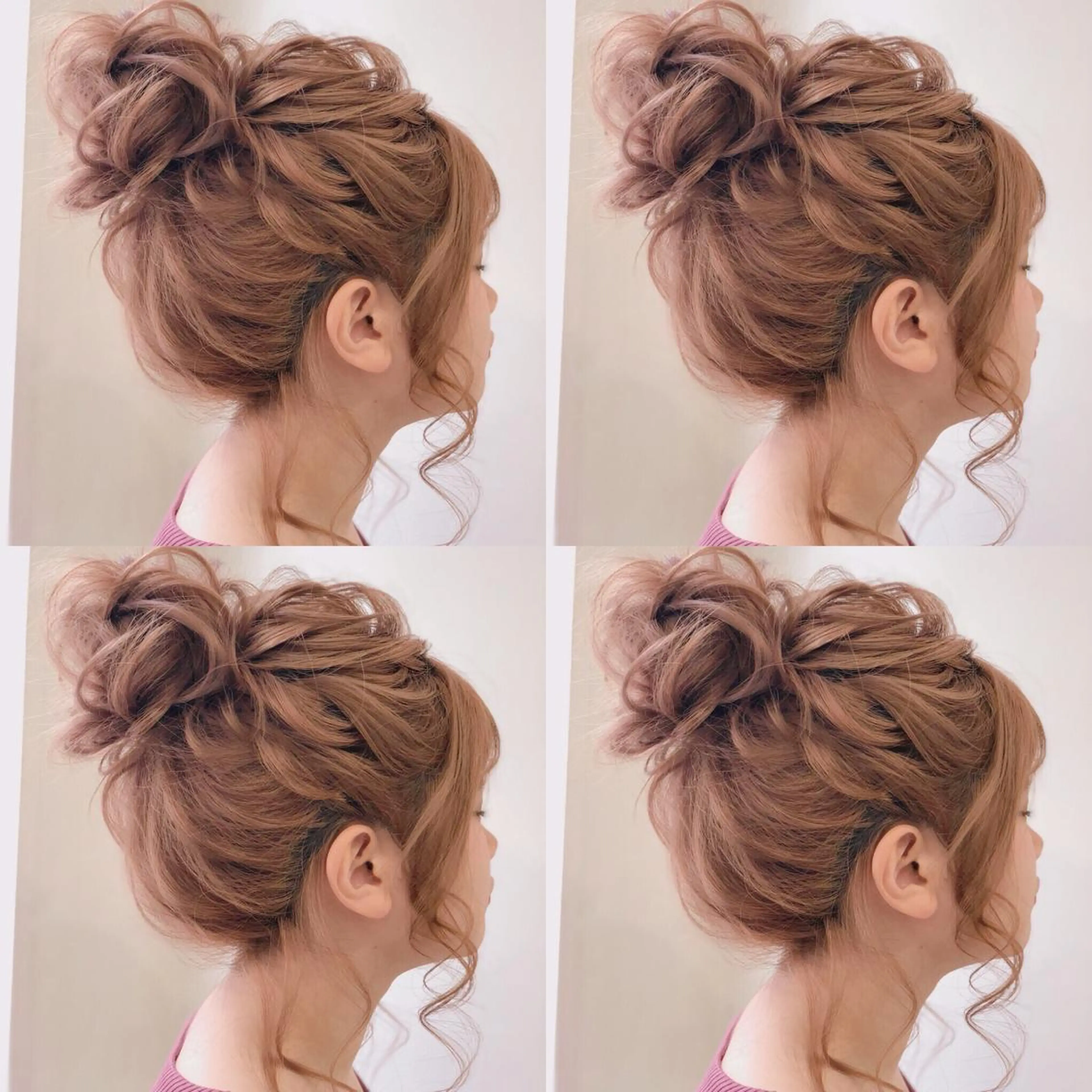 セミロング ヘアアレンジ お団子ヘア ヘアセット 🌷MAYU 🌷のヘアスタイル