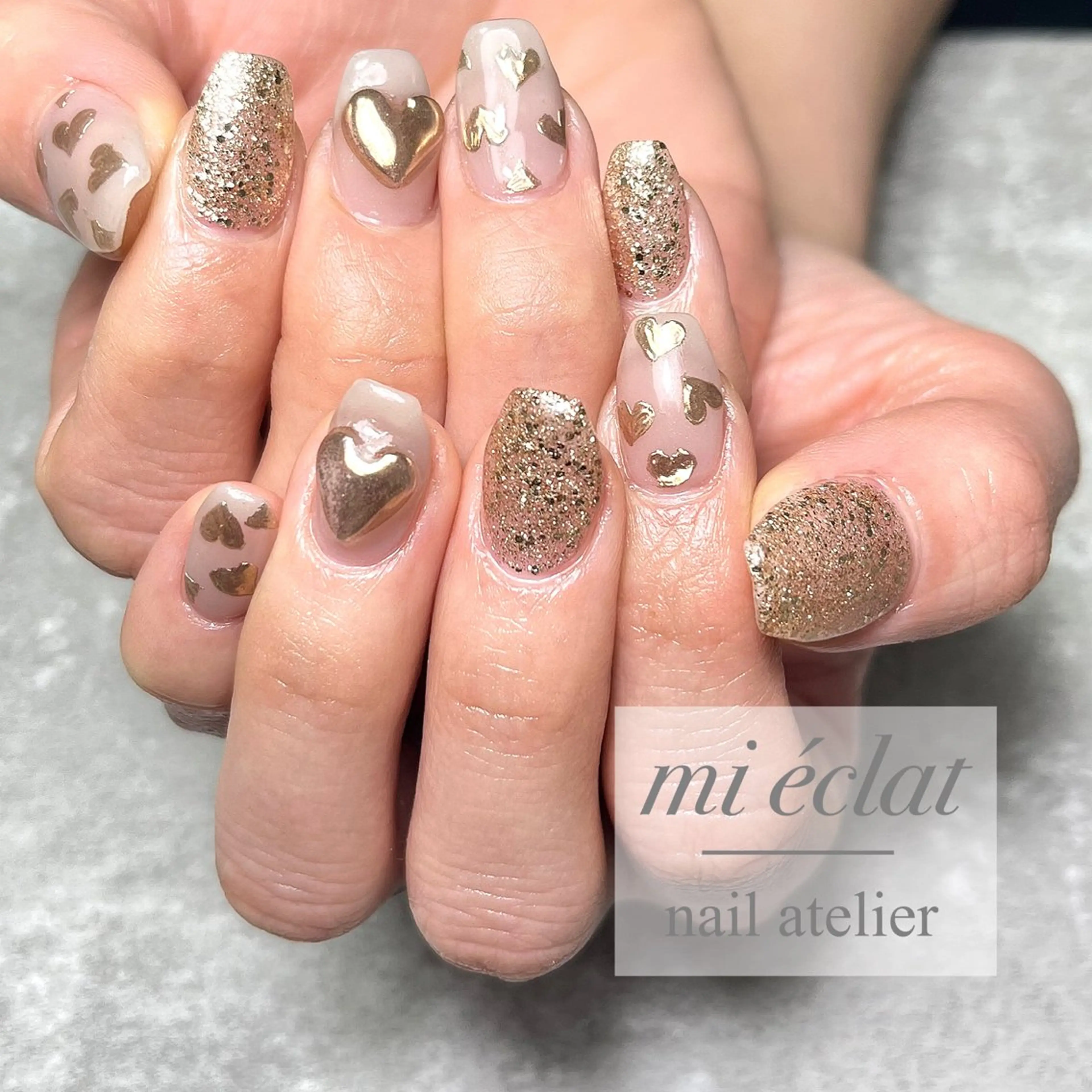 ネイル アートネイル バレンタイン ハンドネイル mi éclat ミ　エクラのネイルデザイン