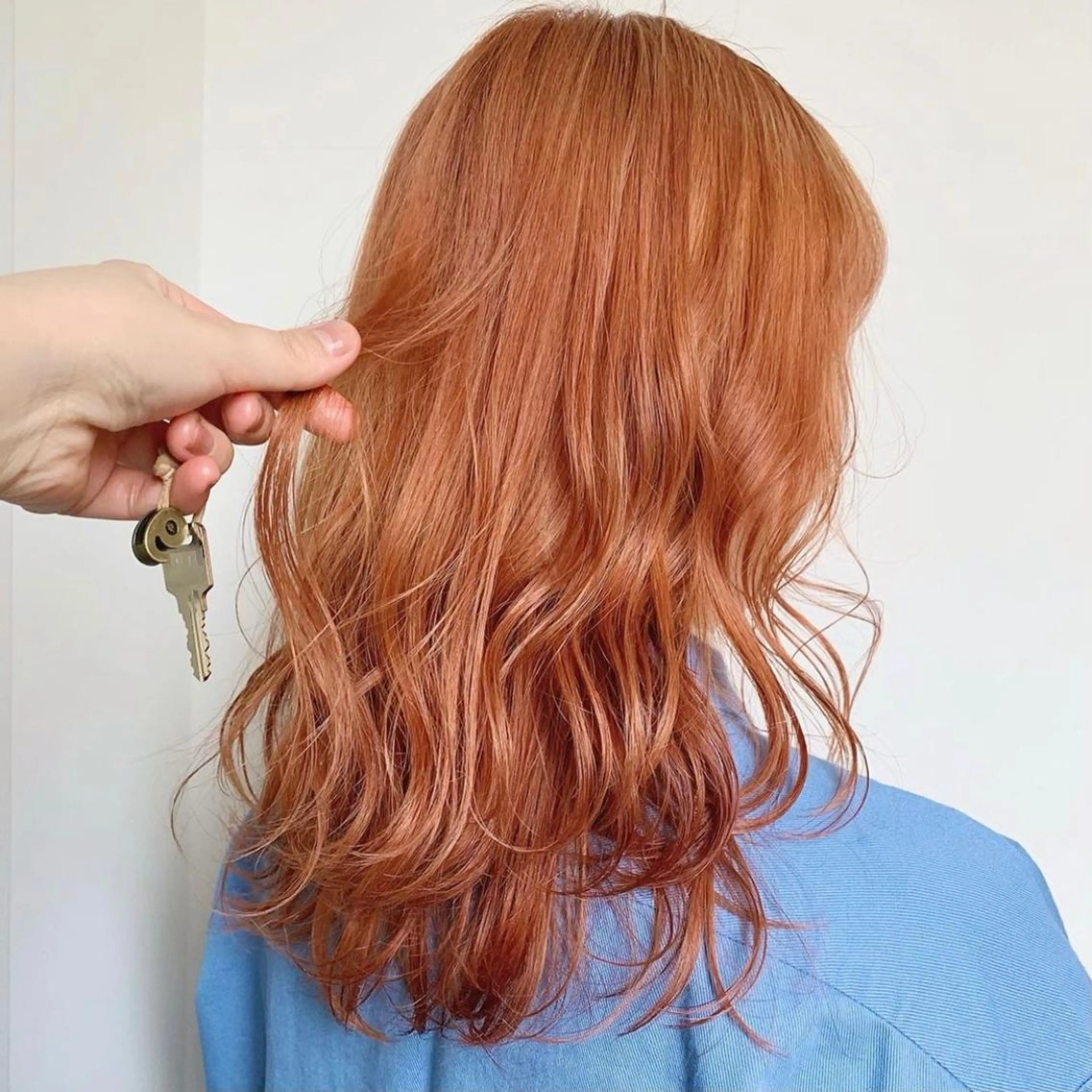 セミロング カラー オレンジ 韓国ヘア /男女❄️ 細江 美紅のヘアスタイル