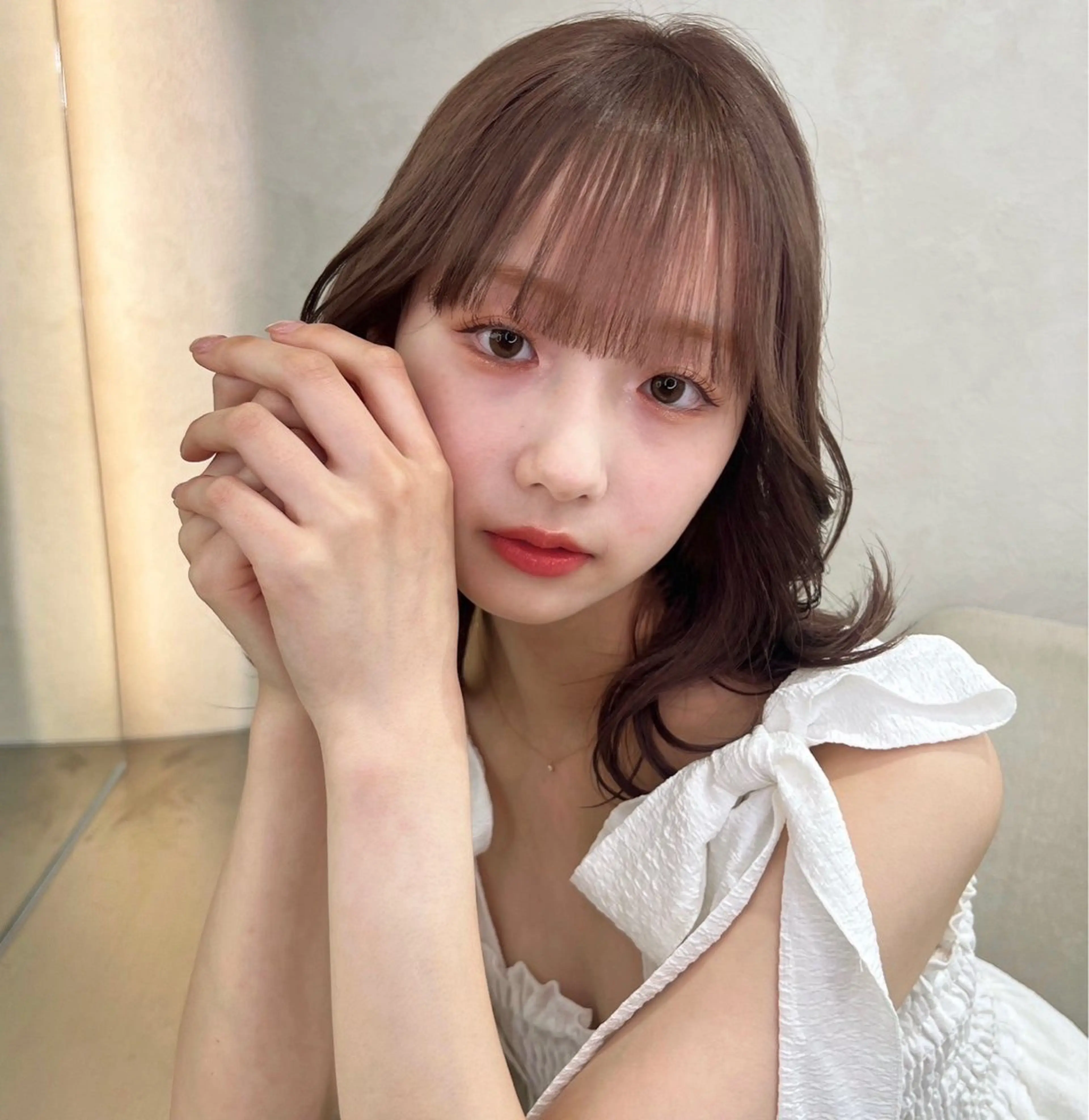 ミディアム カット ヘアカラー トリートメント ハルナ / 韓国ヘア♪のヘアスタイル