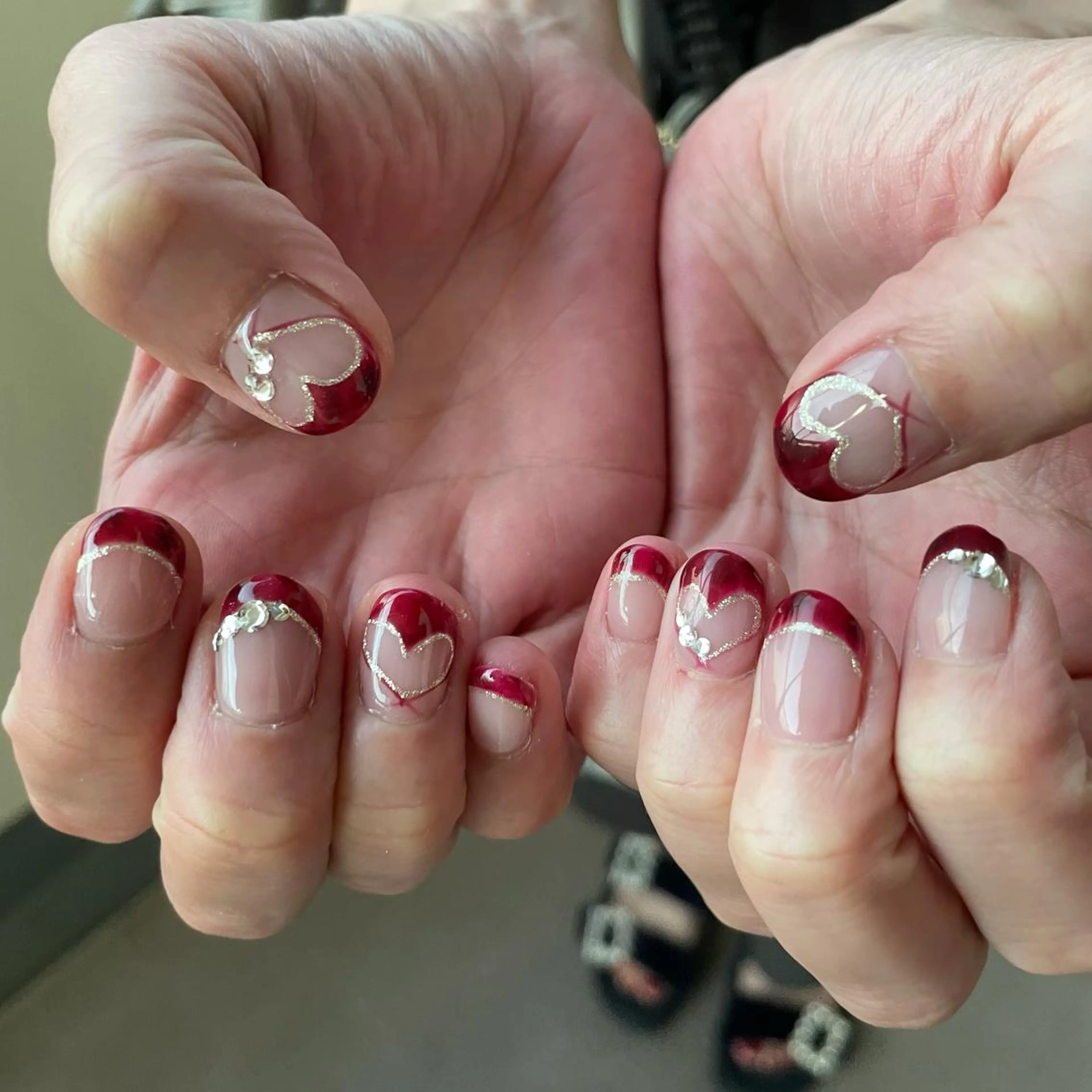 ネイル フレンチネイル ハート ハンドネイル Aleum所属・Nail Salon Aleumのネイルデザイン