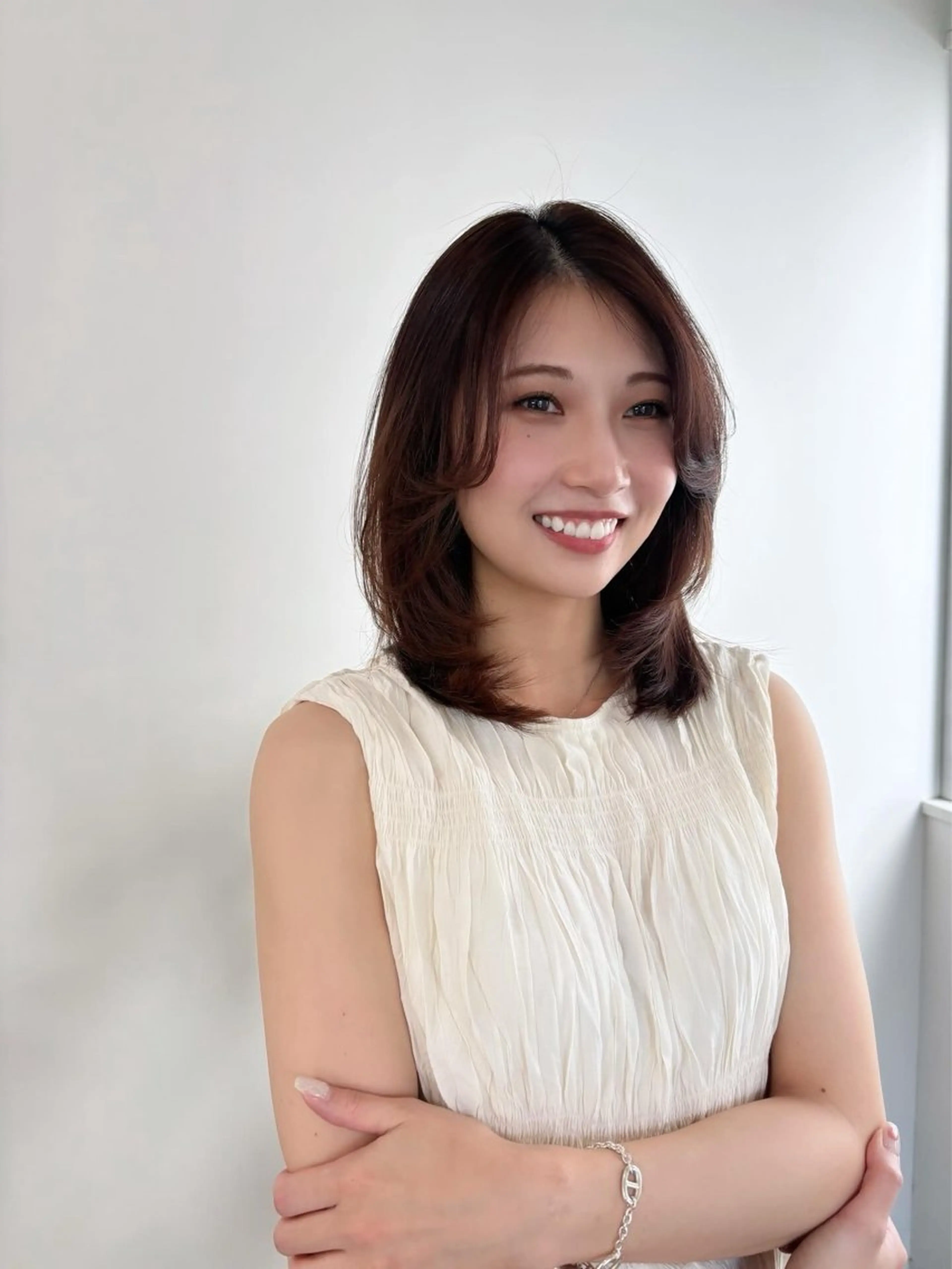 ミディアム カット ヘアカラー トリートメント HIROKO / 透明感暖色カラー🎀のヘアスタイル