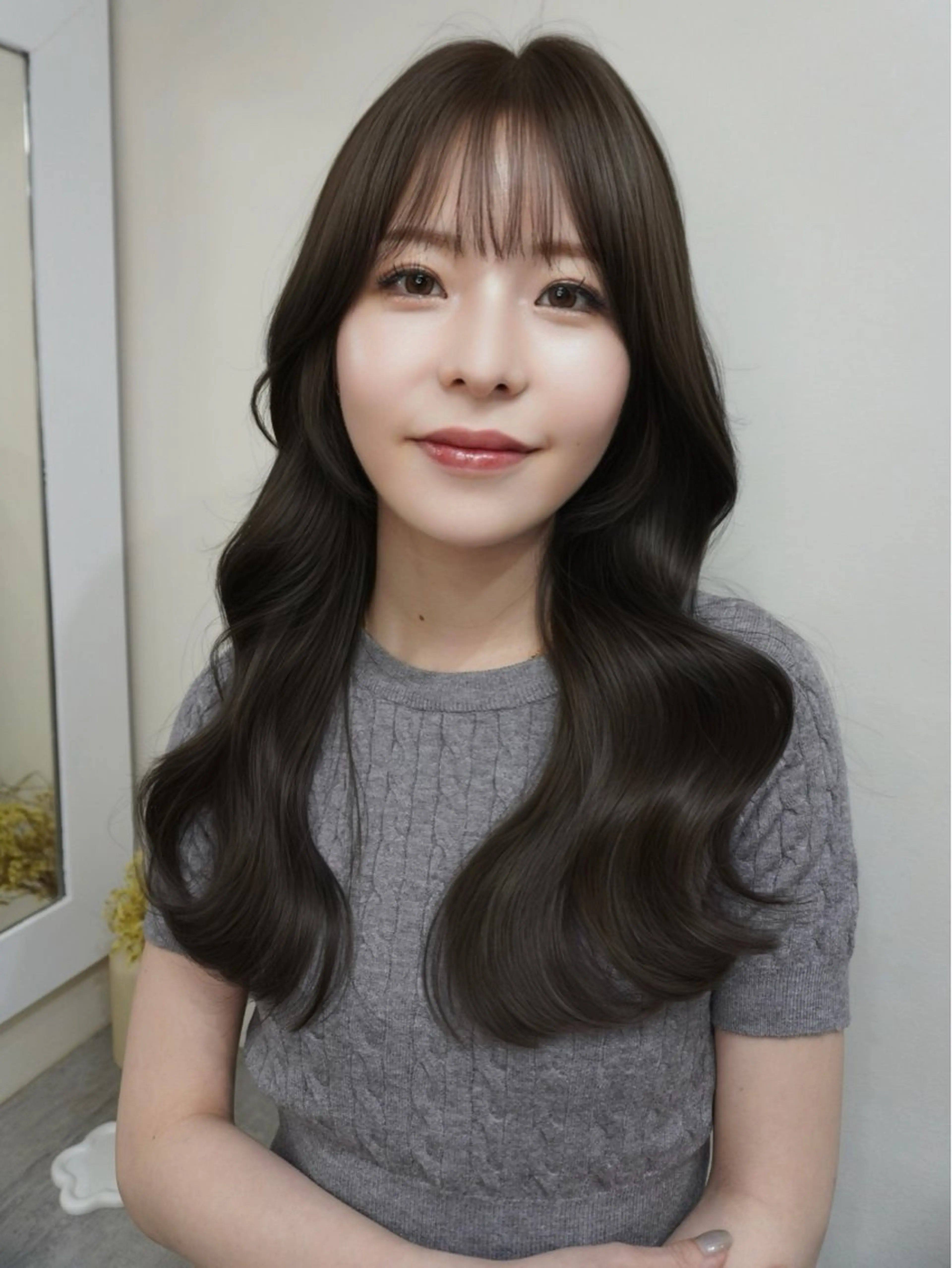 ロング コテ巻き/パーマ/艶 透明感/荻原凜太郎のヘアスタイル