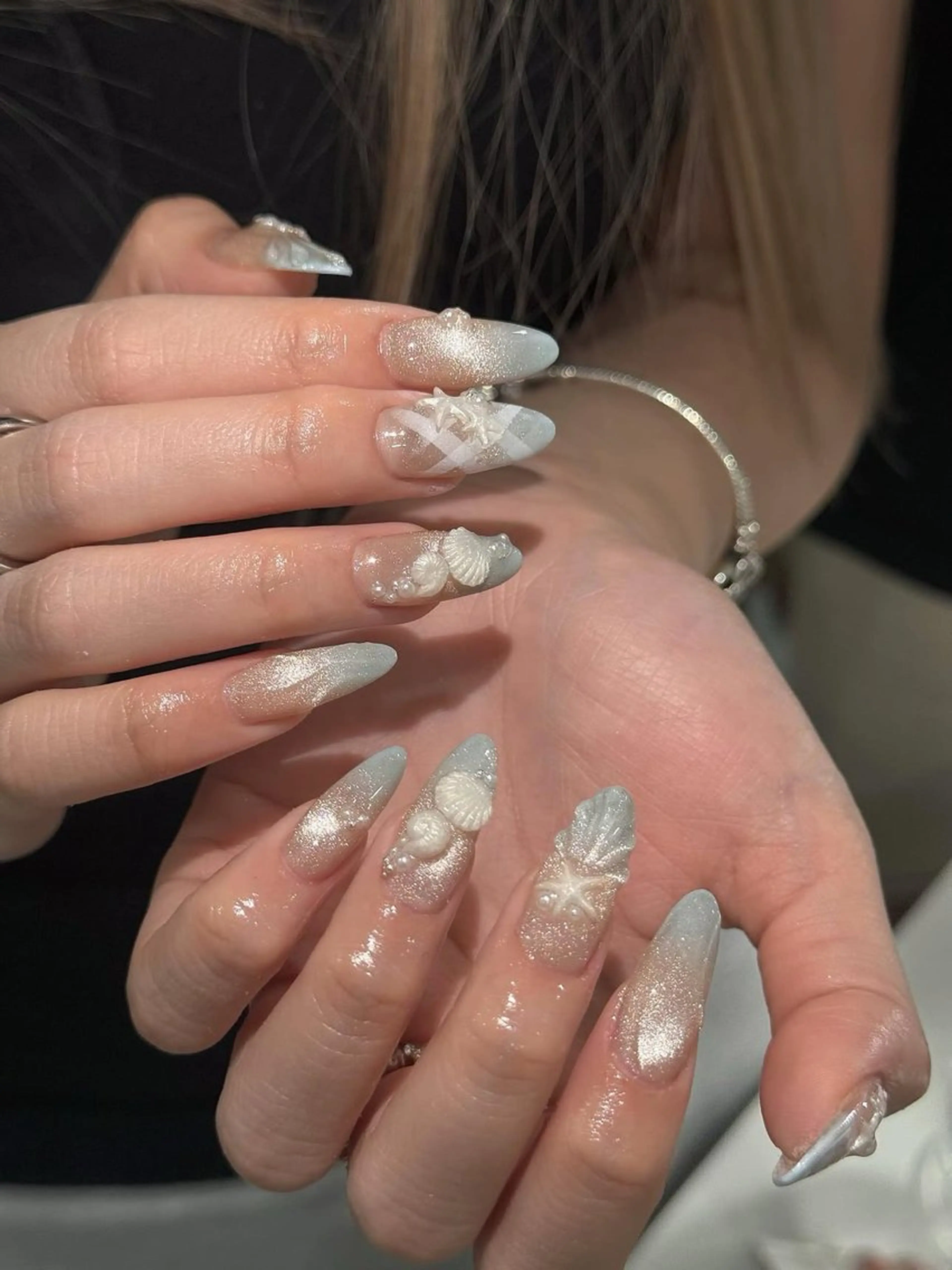 ネイル アートネイル チークネイル 氷ネイル・うるうるネイル 韓国ネイル マグネットネイル ハンドネイル NAILS168 新大久保店のネイルデザイン