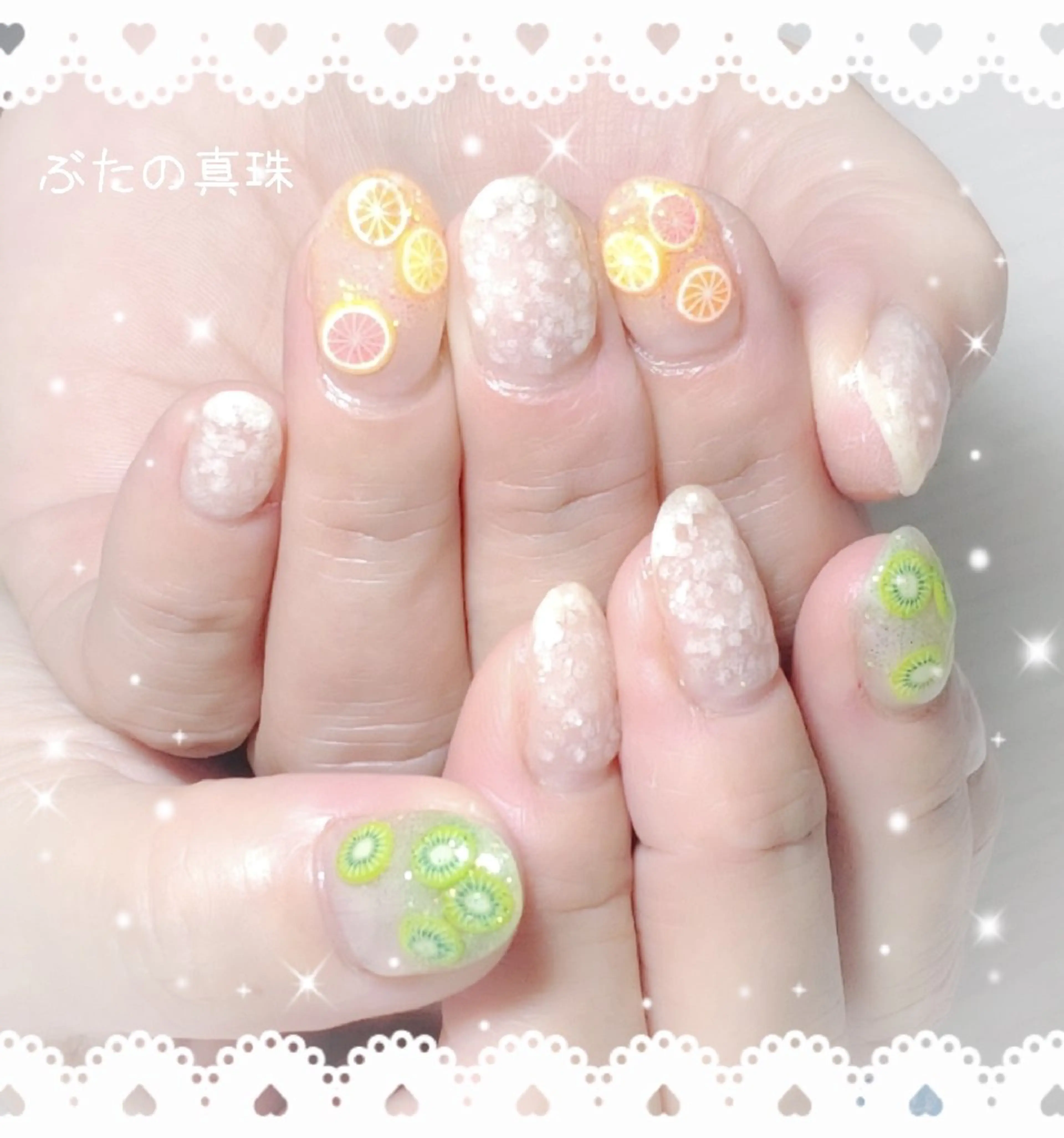 ネイル オレンジ ハンドネイル 林 珠里のネイルデザイン