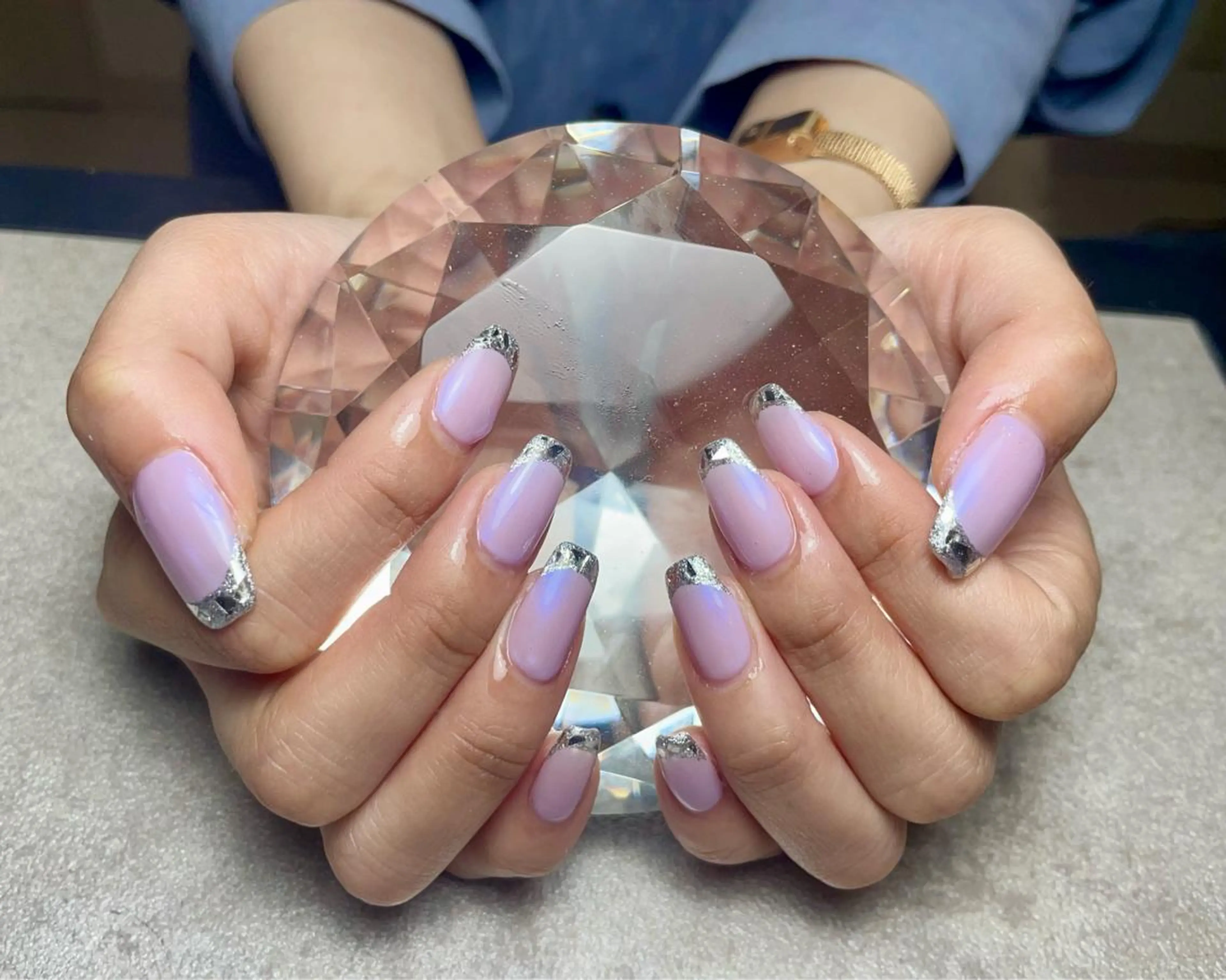 ネイル フレンチネイル ジェルネイル ガラスフレンチ パラジェル BLANCEnail所属・BLANCnail yuuのネイルデザイン