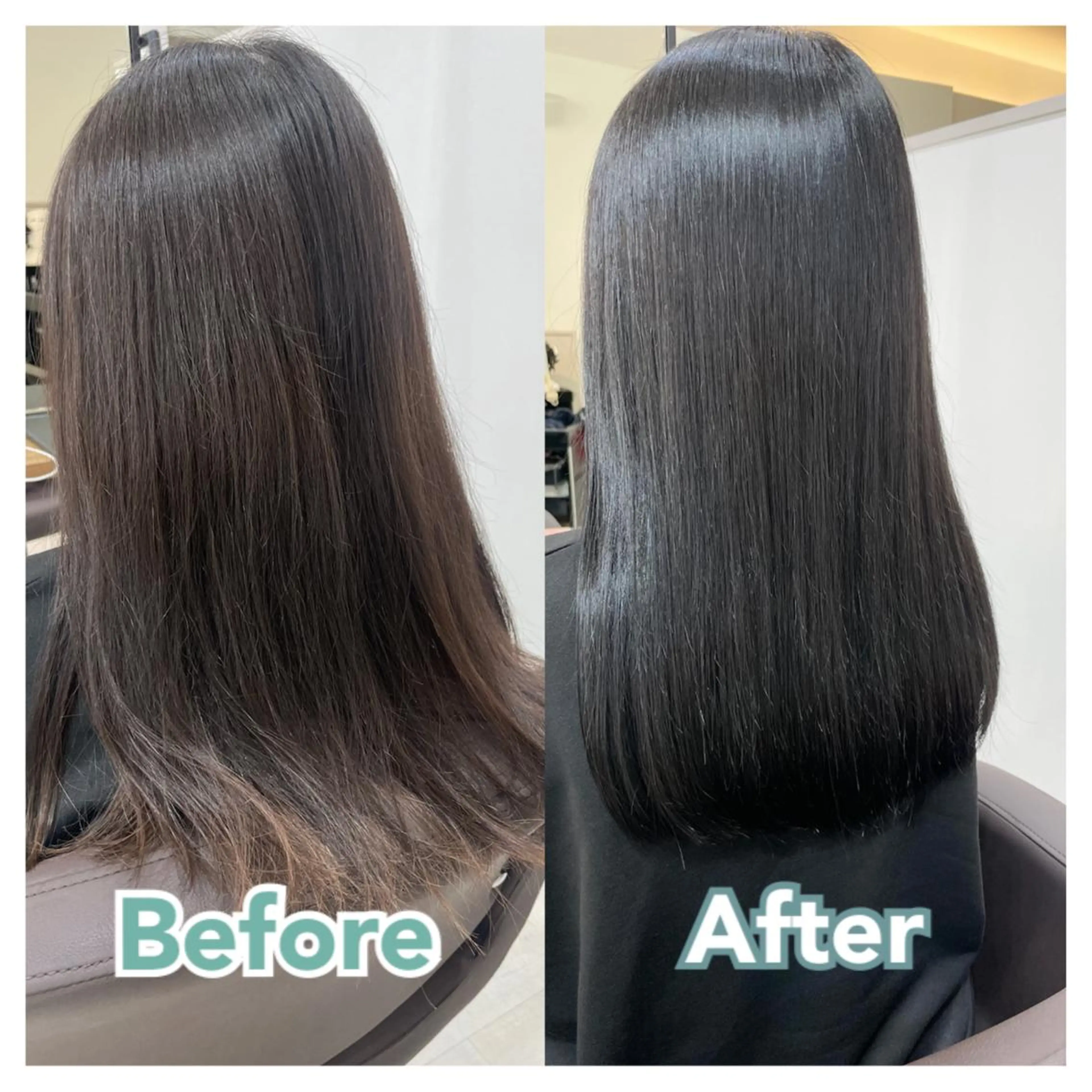 セミロング カット ヘアカラー 縮毛矯正 トリートメント 村山 茉衣のヘアスタイル