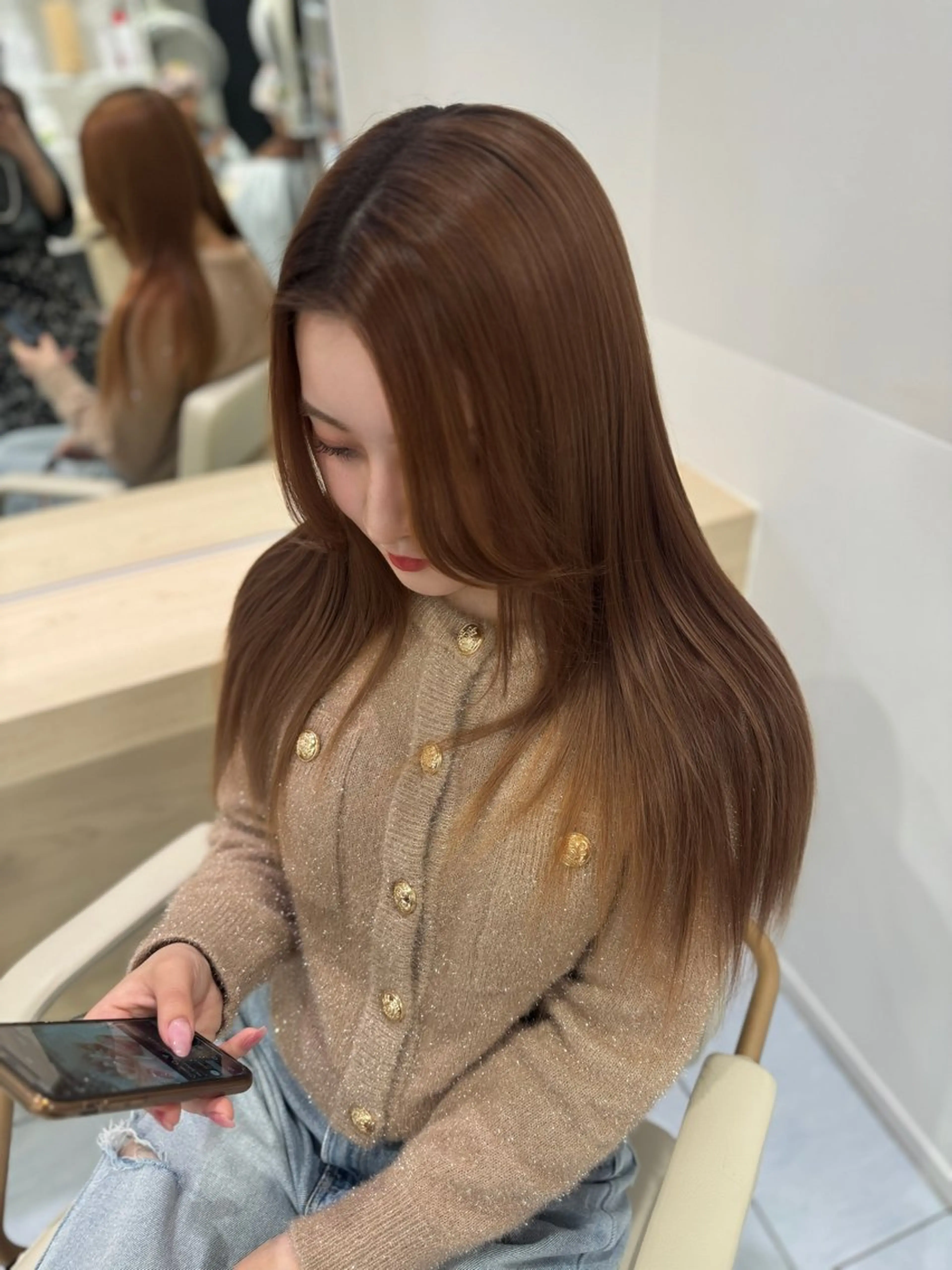 ロング 韓国レイヤーカット/ くすみカラー/モモのヘアスタイル