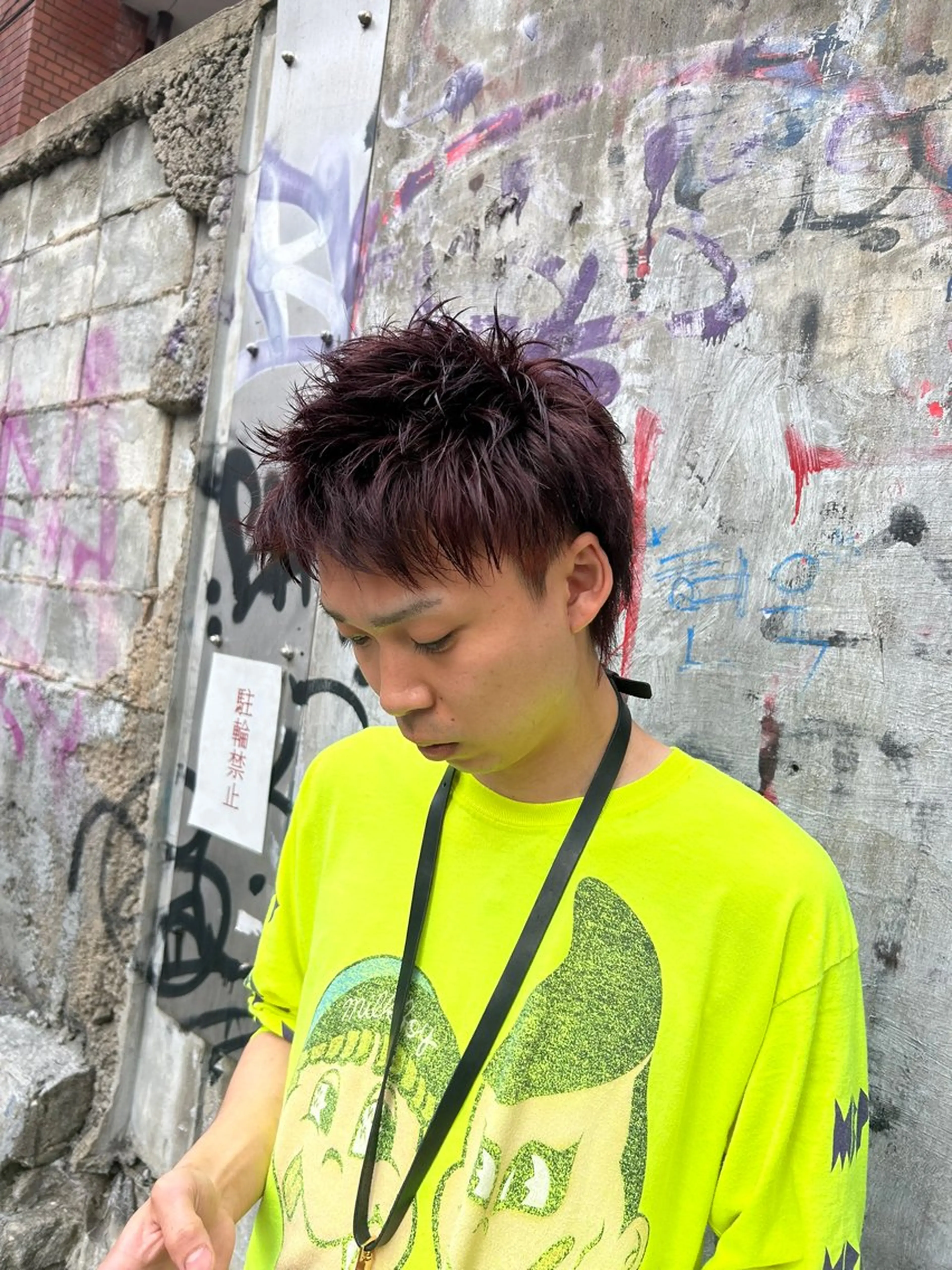 カラー メンズ ヘアカラー 髪質改善×ハイトーン レイヤー天神美容室のヘアスタイル