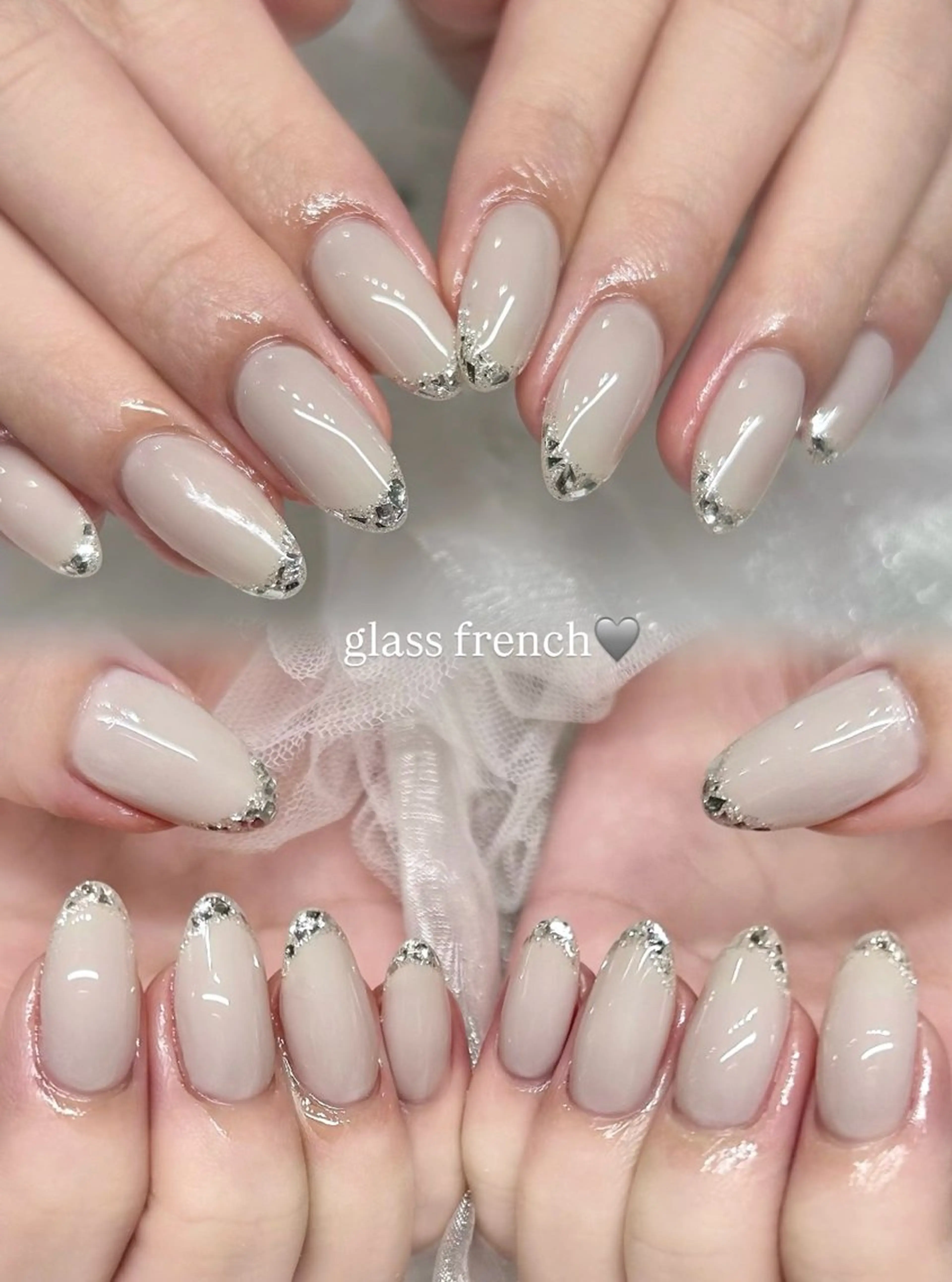 ネイル フレンチネイル ジェルネイル ガラスフレンチ ワンカラーネイル パラジェル ハンドネイル 🎀チーク/ちゅるん 🫧chisa🎀のネイルデザイン