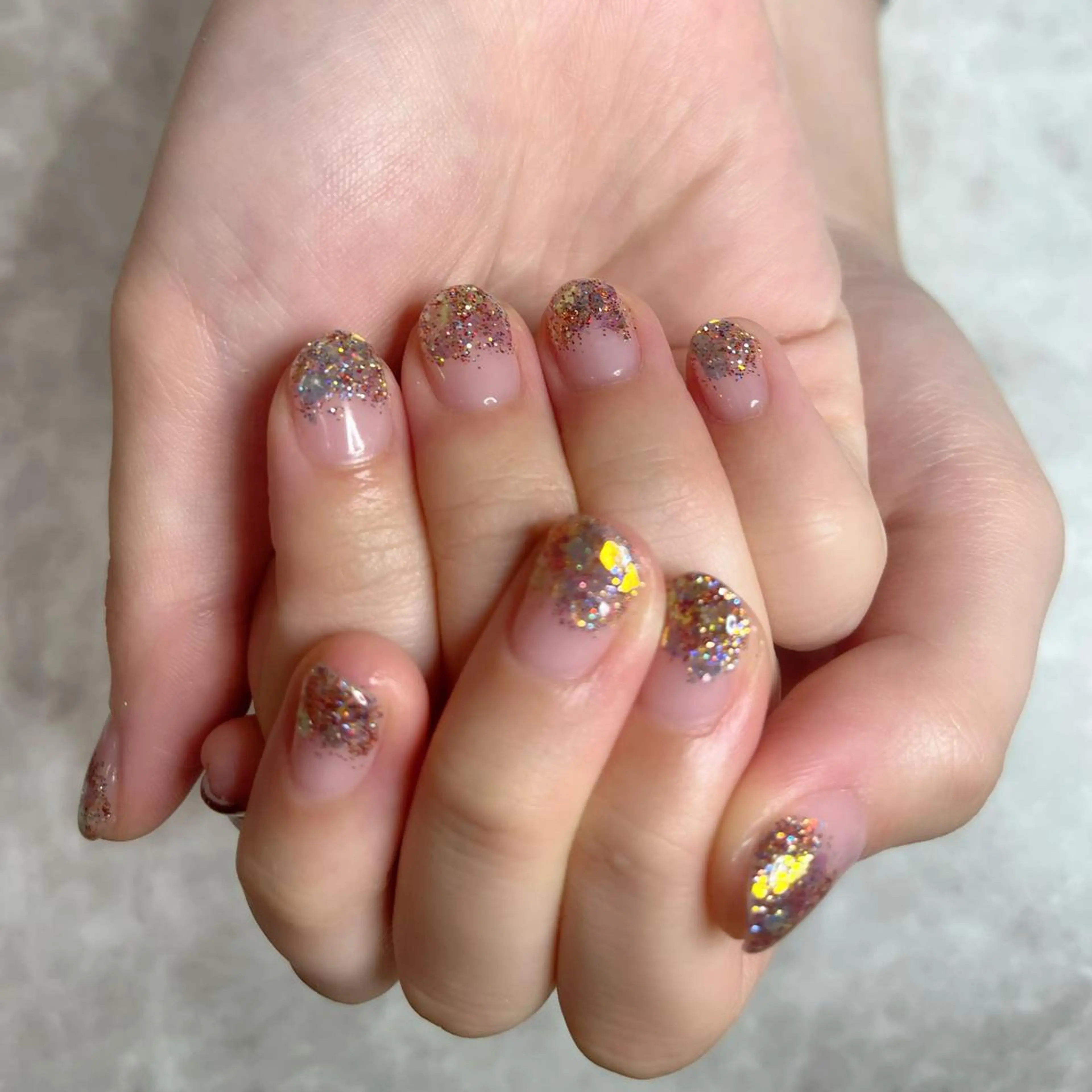 ネイル グラデーション ラメ(グリッター) ラメグラデーション 自爪育成/深爪矯正 mikiのネイルデザイン