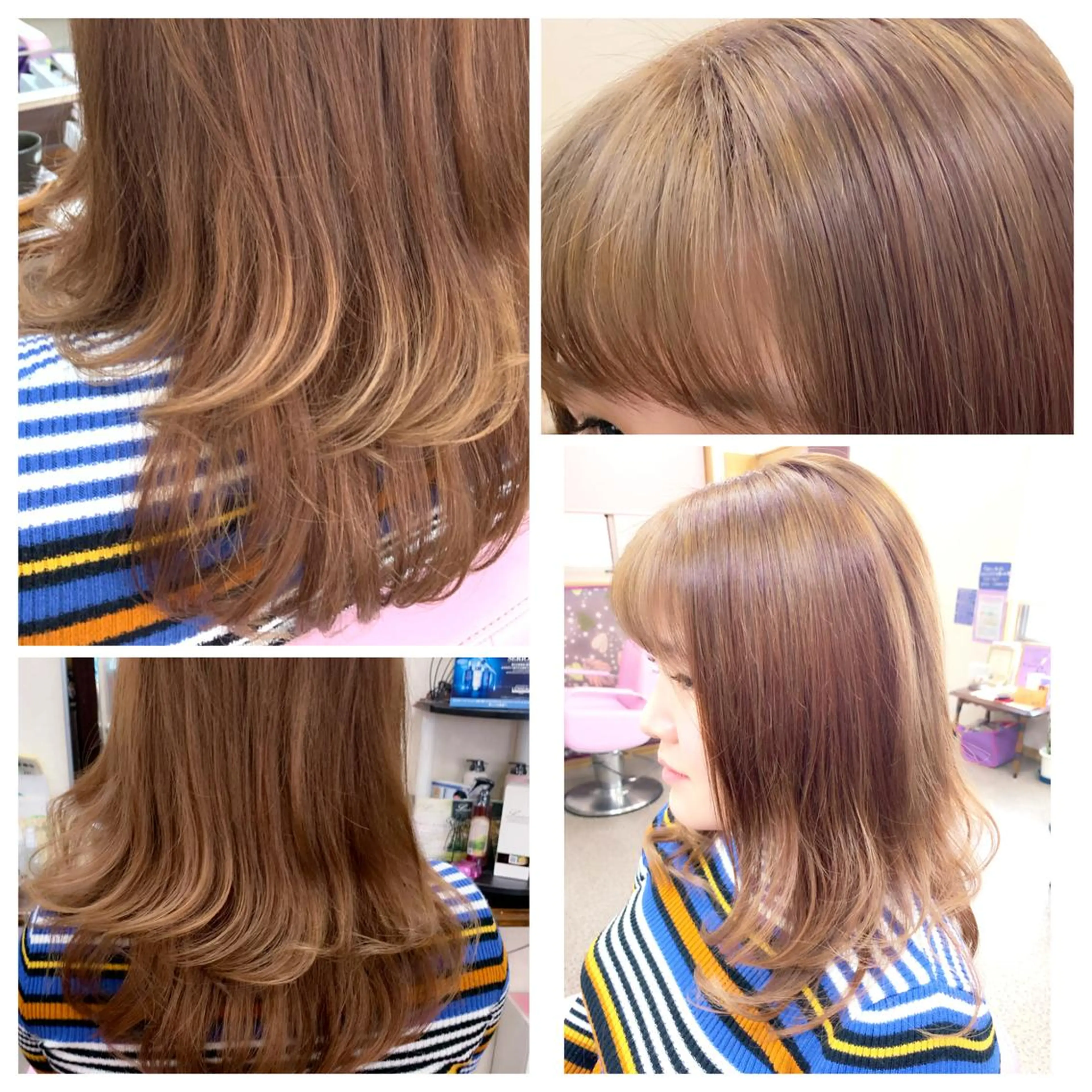 ミディアム カラー ベージュカラー ブリーチ 似合わせカット ヘアースタジオB7所属・三木 あやなのヘアスタイル