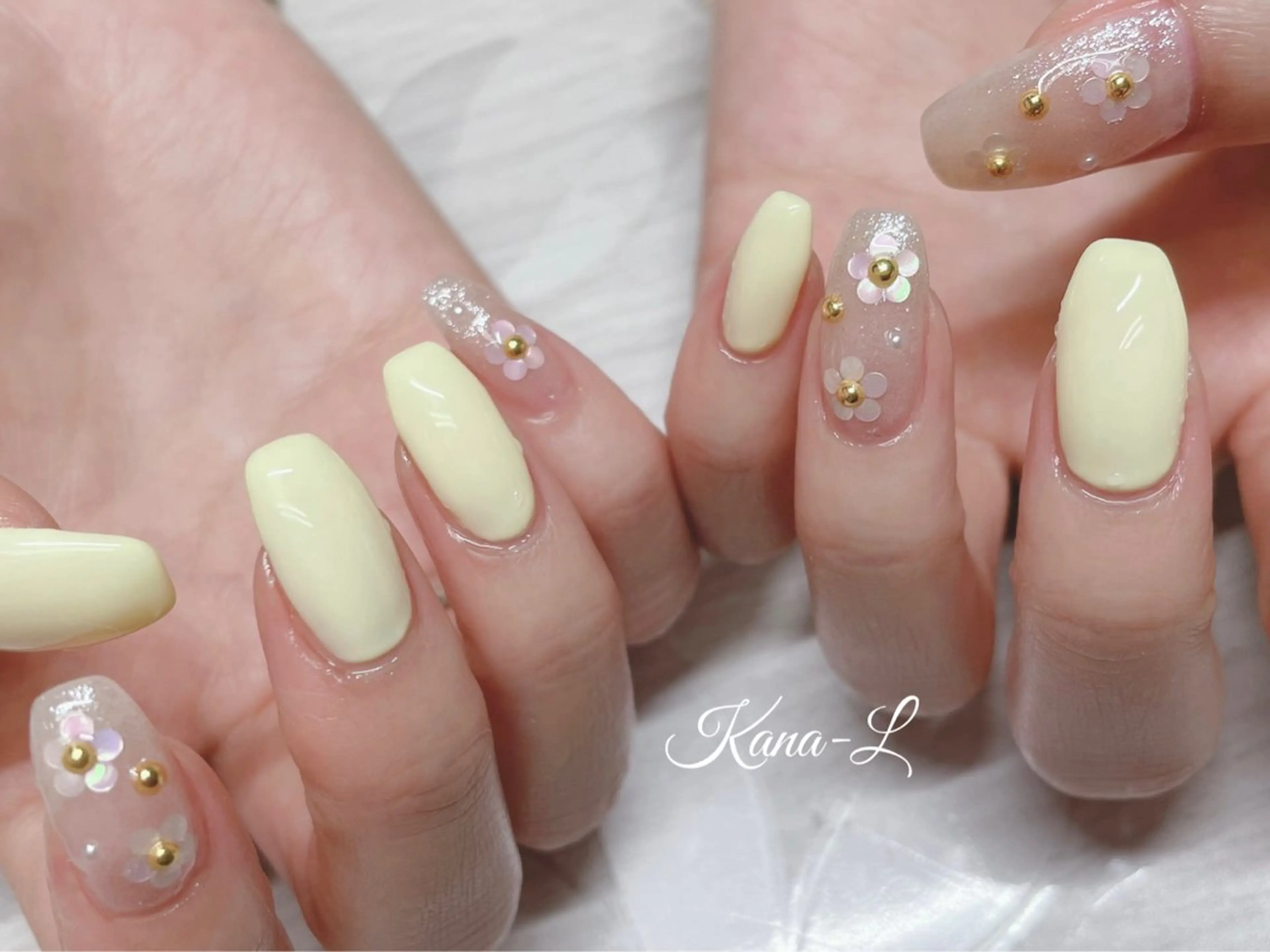 ネイル フラワーネイル ジェルネイル ホログラムネイル 韓国ネイル パラジェル 芦辺 香奈のネイルデザイン