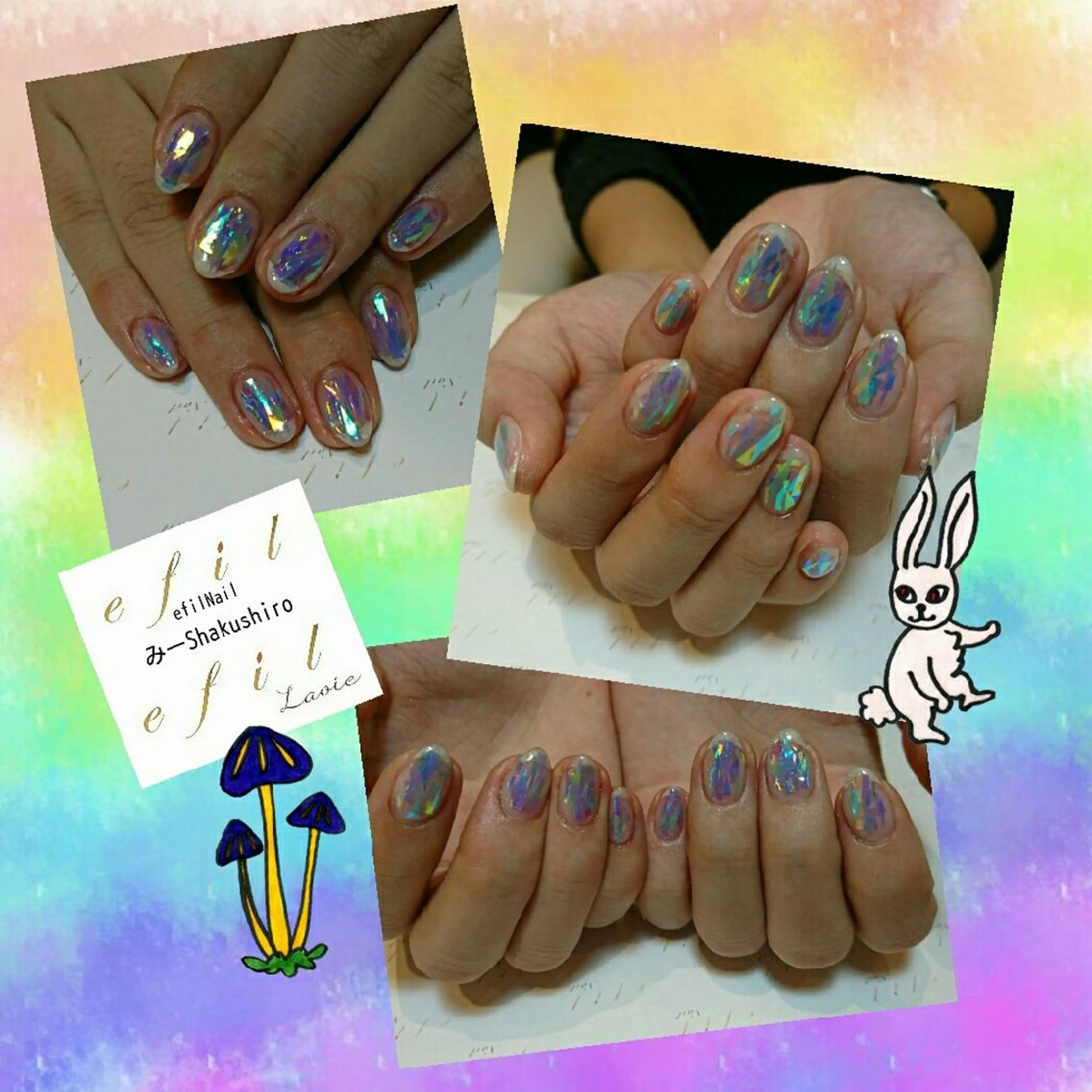 ネイル オーロラネイル クリアネイル みー shakushiroのネイルデザイン
