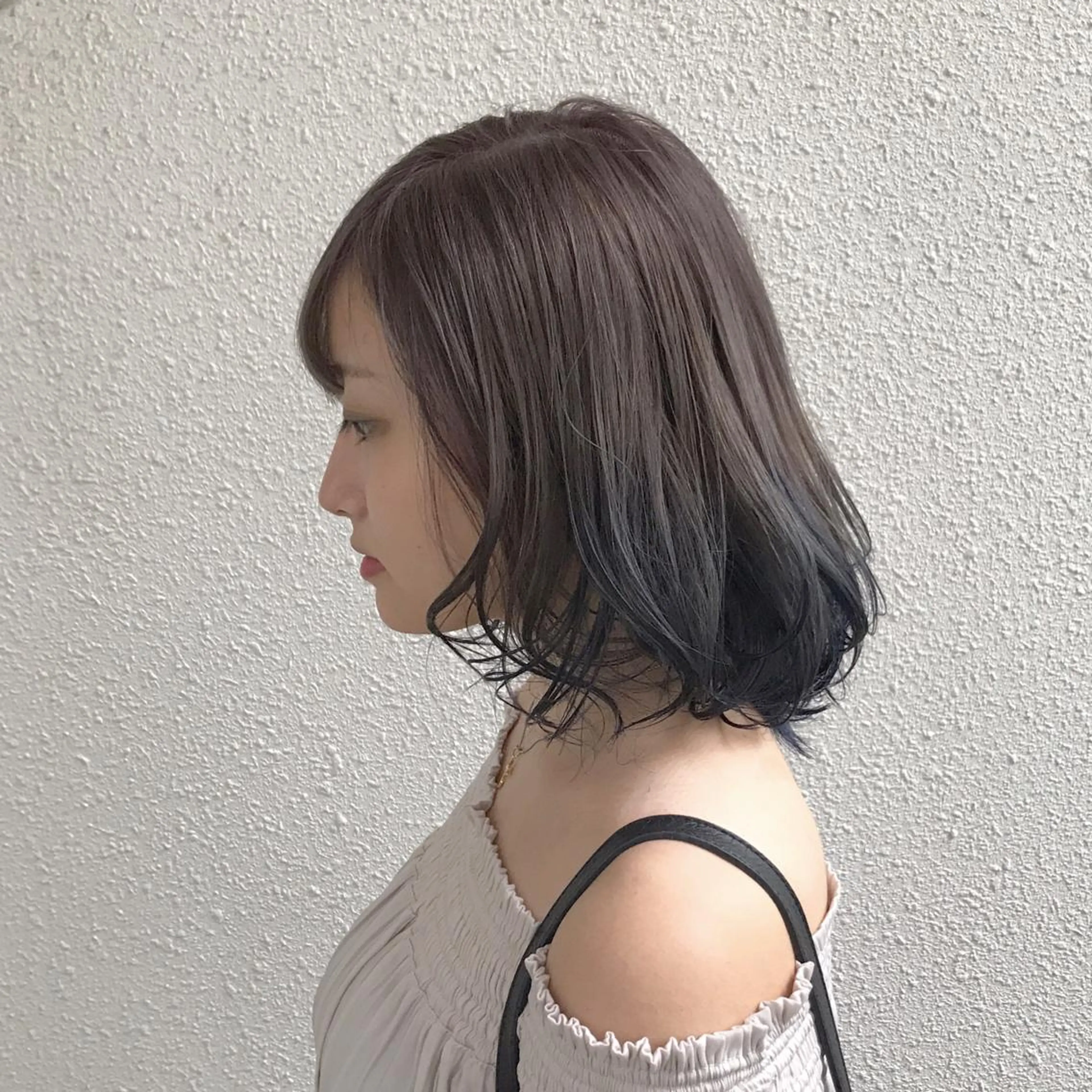 ショート カラー ダブルカラー グラデーションカラー ネイビーカラー インナーカラー/天神 ブリーチ/吉田のヘアスタイル