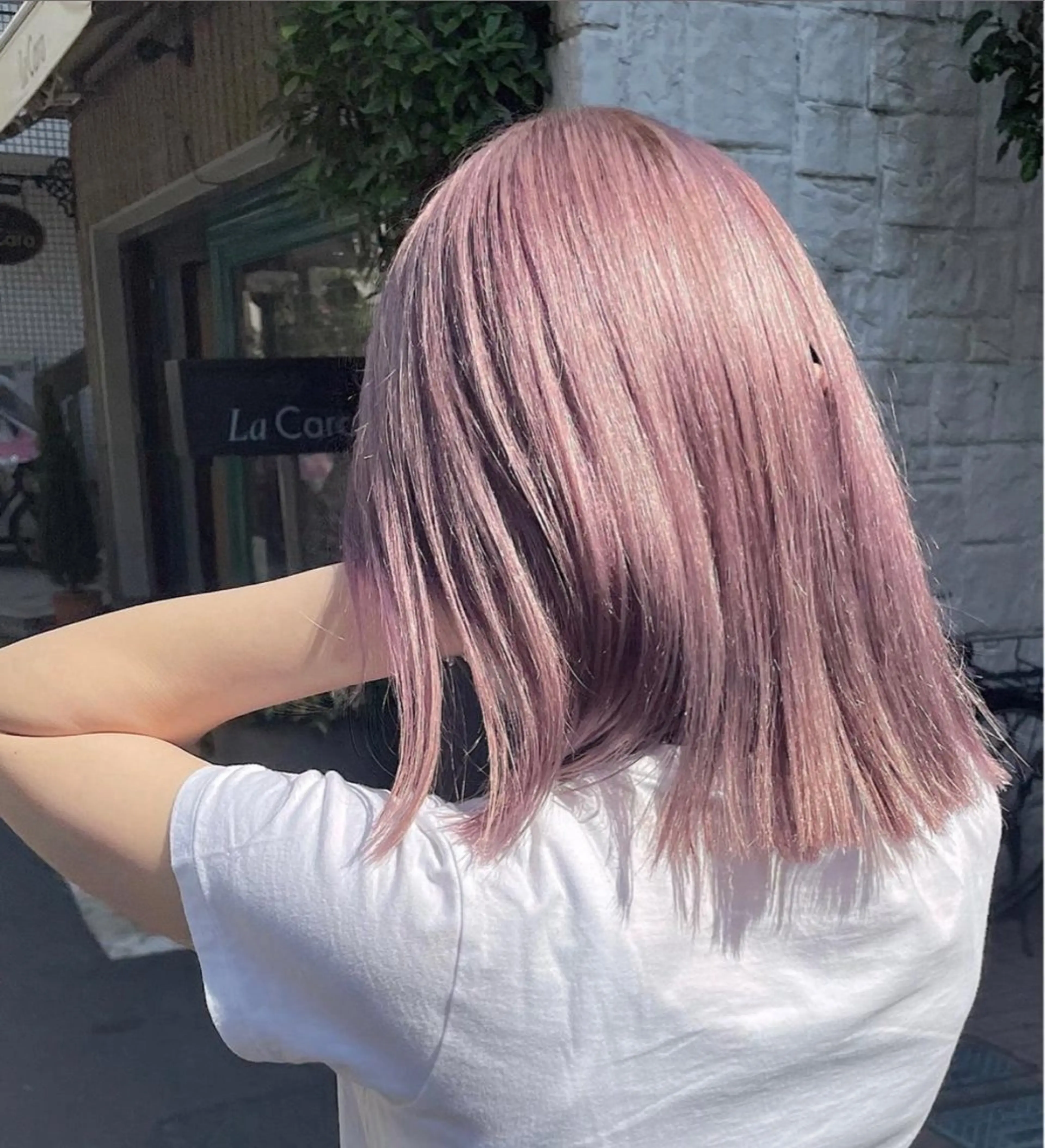 セミロング カラー ハイトーンカラー ピンクカラー 風香🪼レイヤー /透明感カラーのヘアスタイル