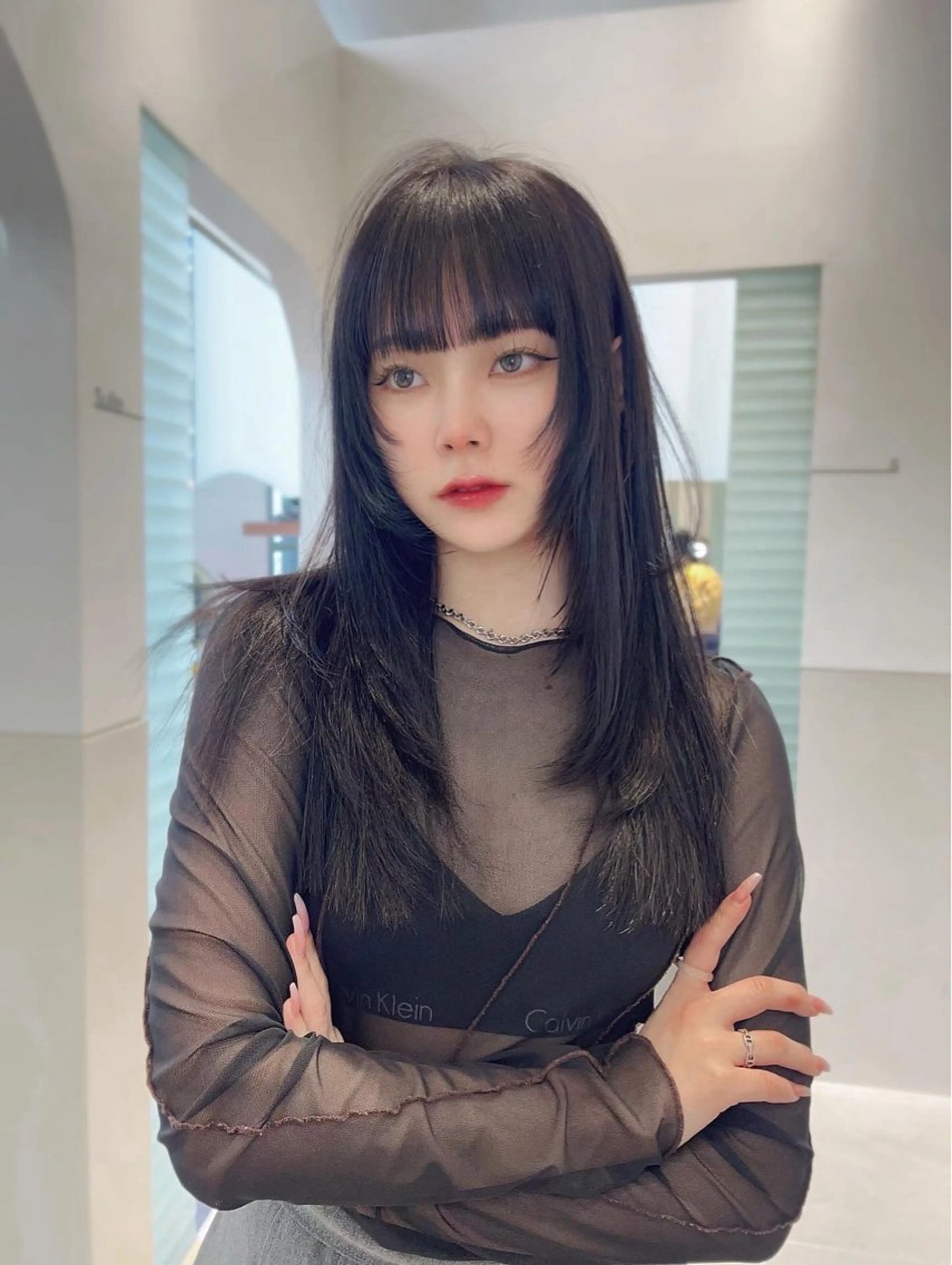 セミロング 銀座/韓国/ワンホン 🤍艶髪🖤nahoのヘアスタイル