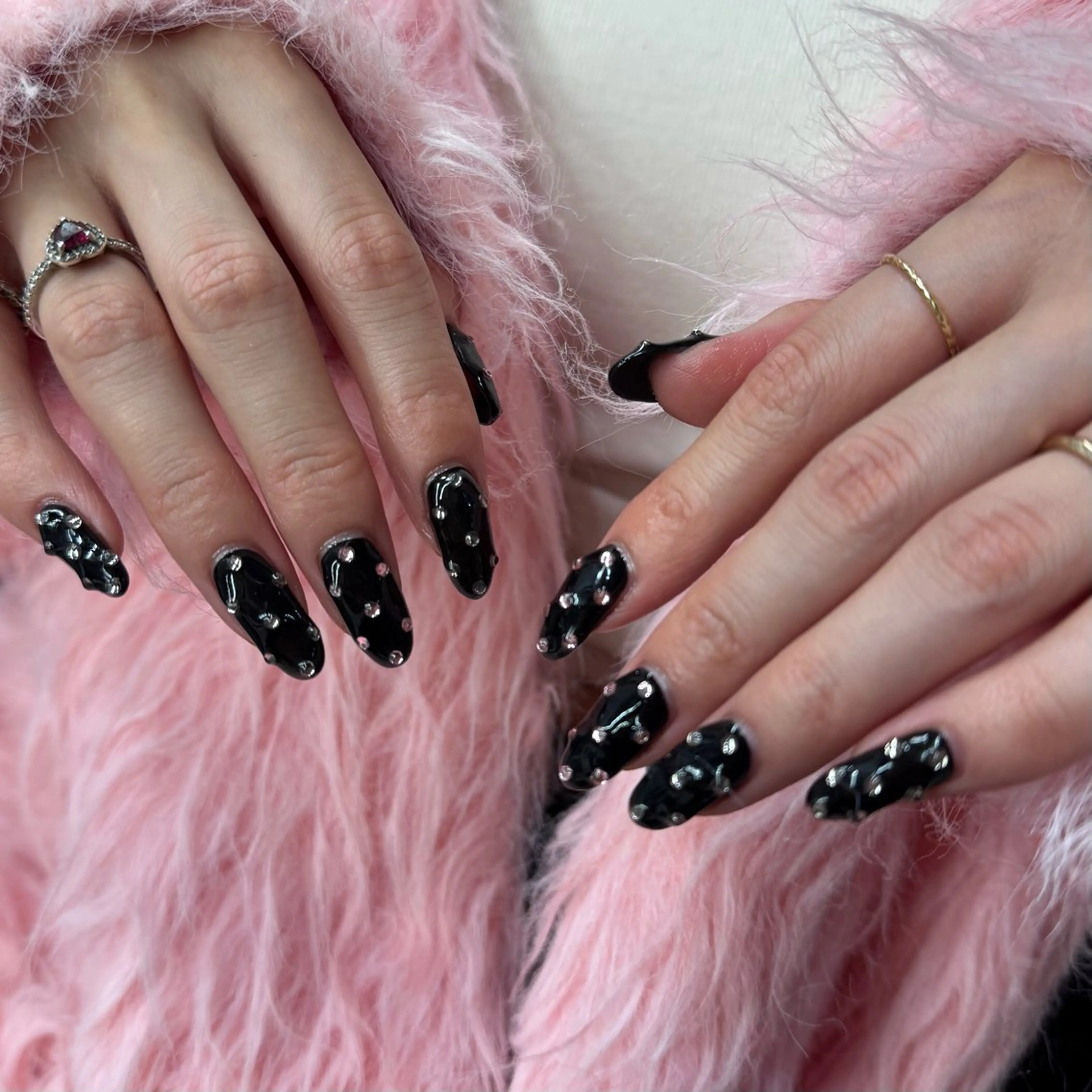 ネイル アニマル柄 ブルー ドット ジェルネイル ガーリー jouerm所属・山田 萌果のネイルデザイン