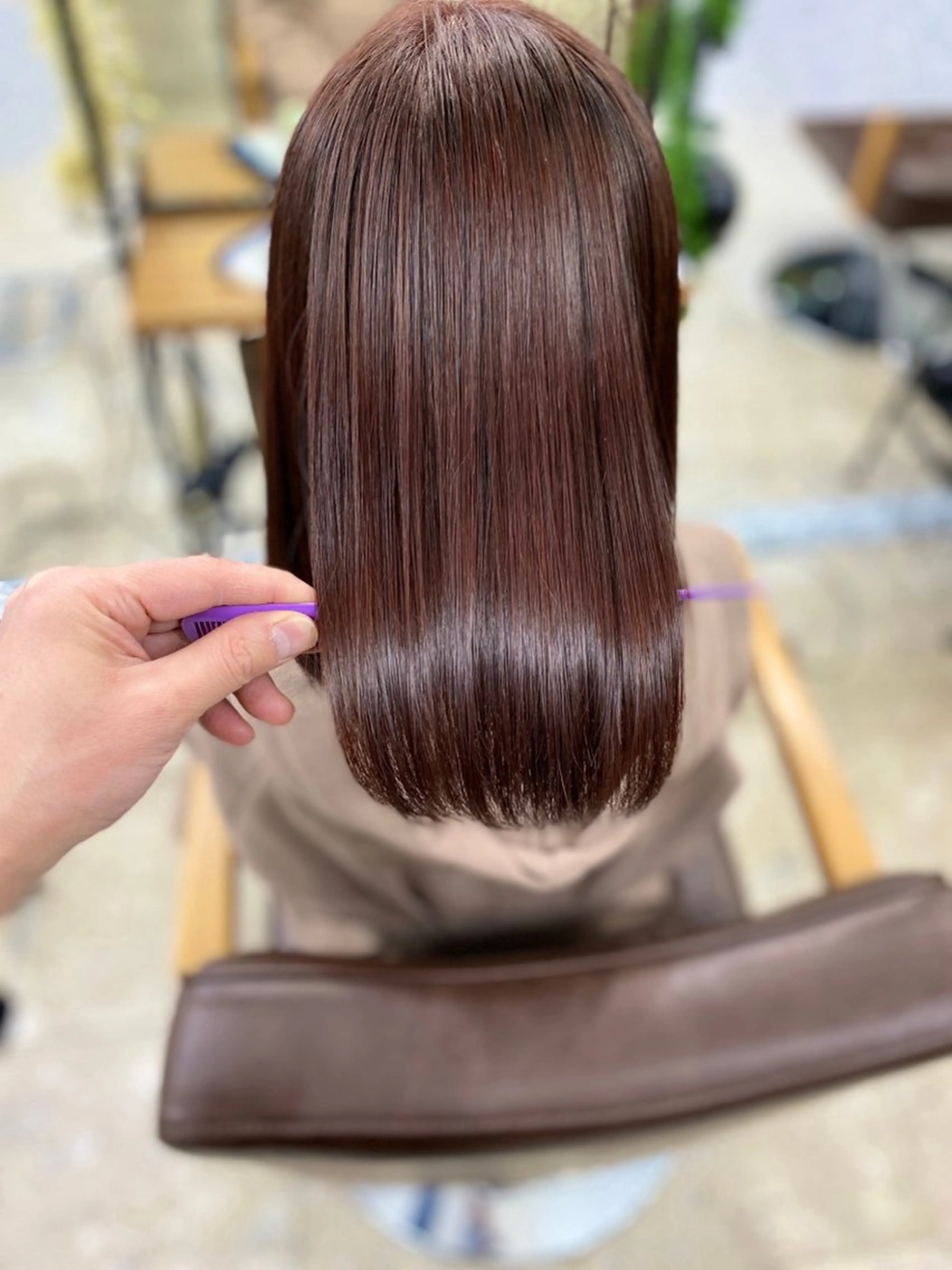 セミロング カラー 縮毛矯正＆ハイライト 特化　須永🐶のヘアスタイル